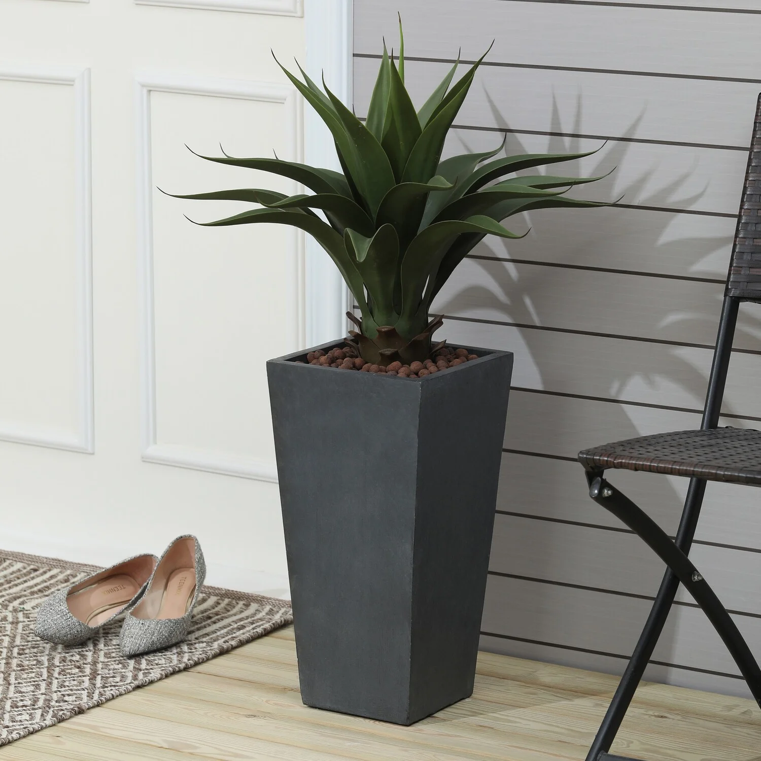 LuxenHome Gray MgO 18.5in. H Tall Tapered Planter