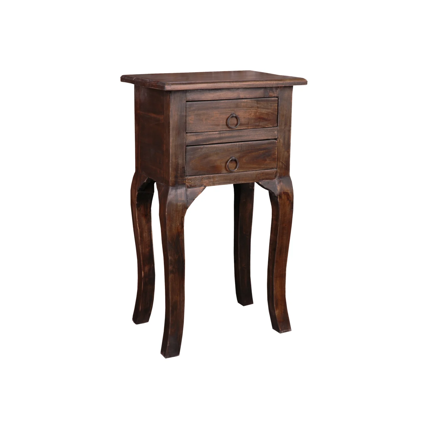 HomeStock Side End Table , Antique Iron Brown Solid Wood , Fully Assembled