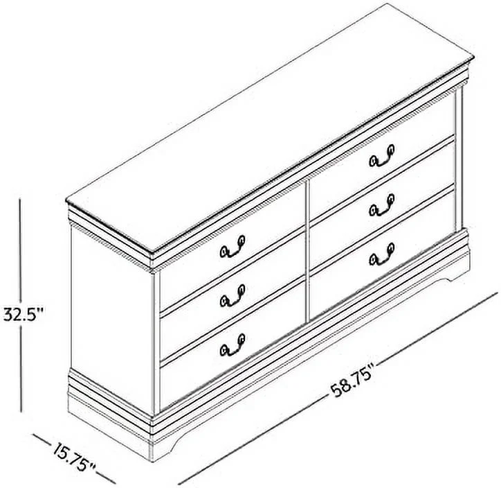 ZWNLKQG Ireton 6 Drawer Dresser Wide Dressers for Bedroom 6 Deep Drawers for Closet Organizer Tool-Less Ultra Fast Assembly 15.75" D x 58.23" W x 31.97" H White