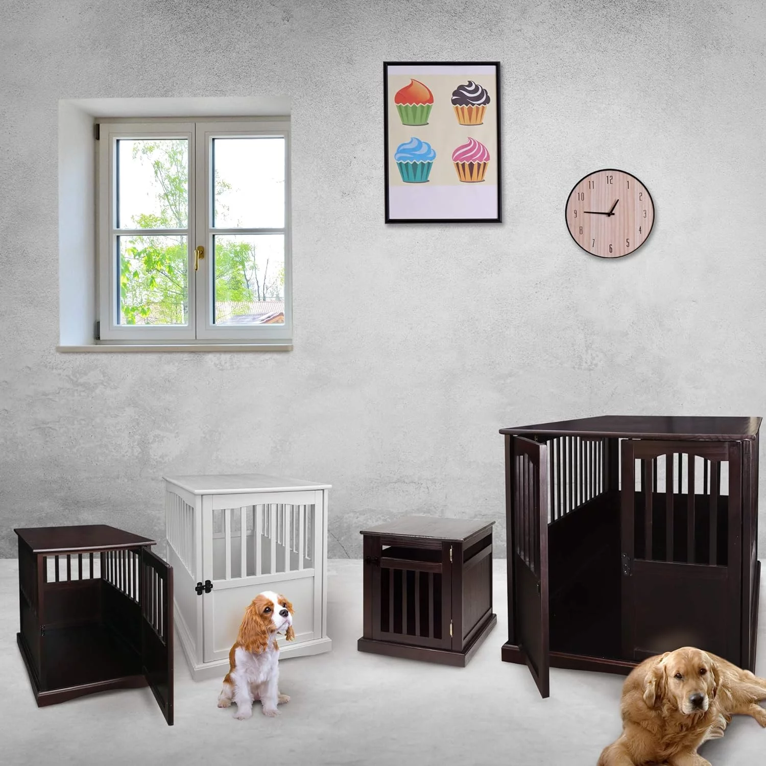 Wooden Large Pet Crate, End Table, Espresso, 24 X 36.5 X 29.5 In