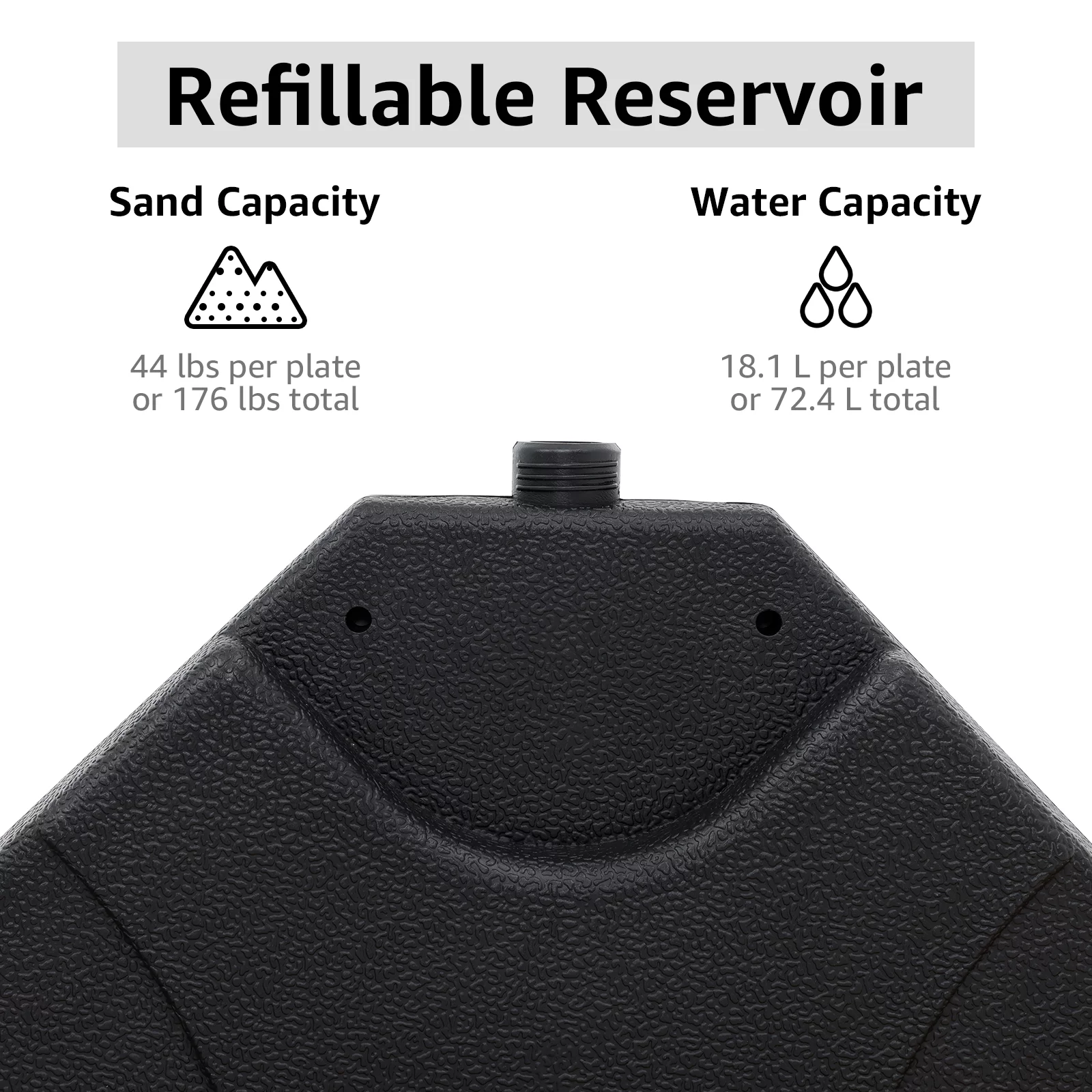 COBANA 4-Piece Cantilever Offset Patio Umbrella Base, Easy Filling Umbrella Stand Weights, Water/Sand Filled, Max 176lbs/72.4L