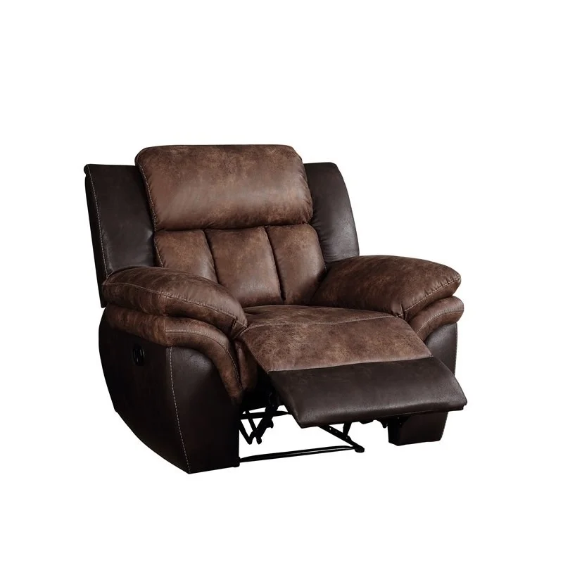 Bowery Hill Contemporary Recliner in Toffee and Espresso Polished Microfiber