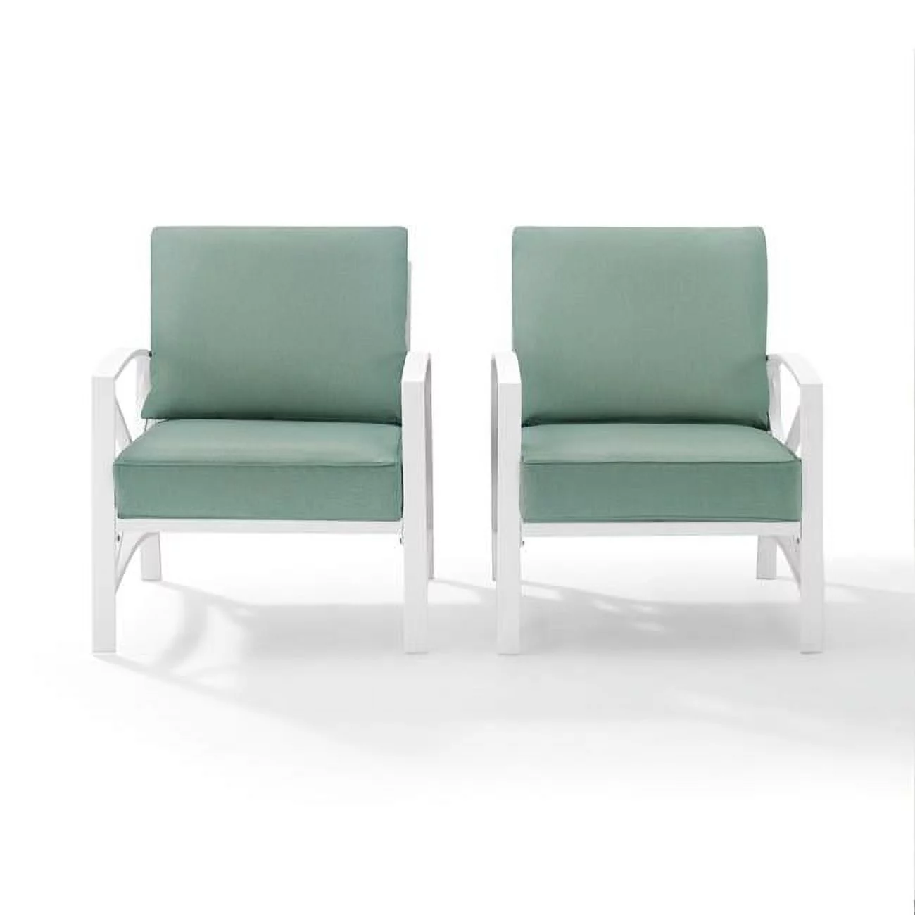 Crosley Furniture  Kaplan 2-Piece Outdoor Seating Set in White with Mist Cushions