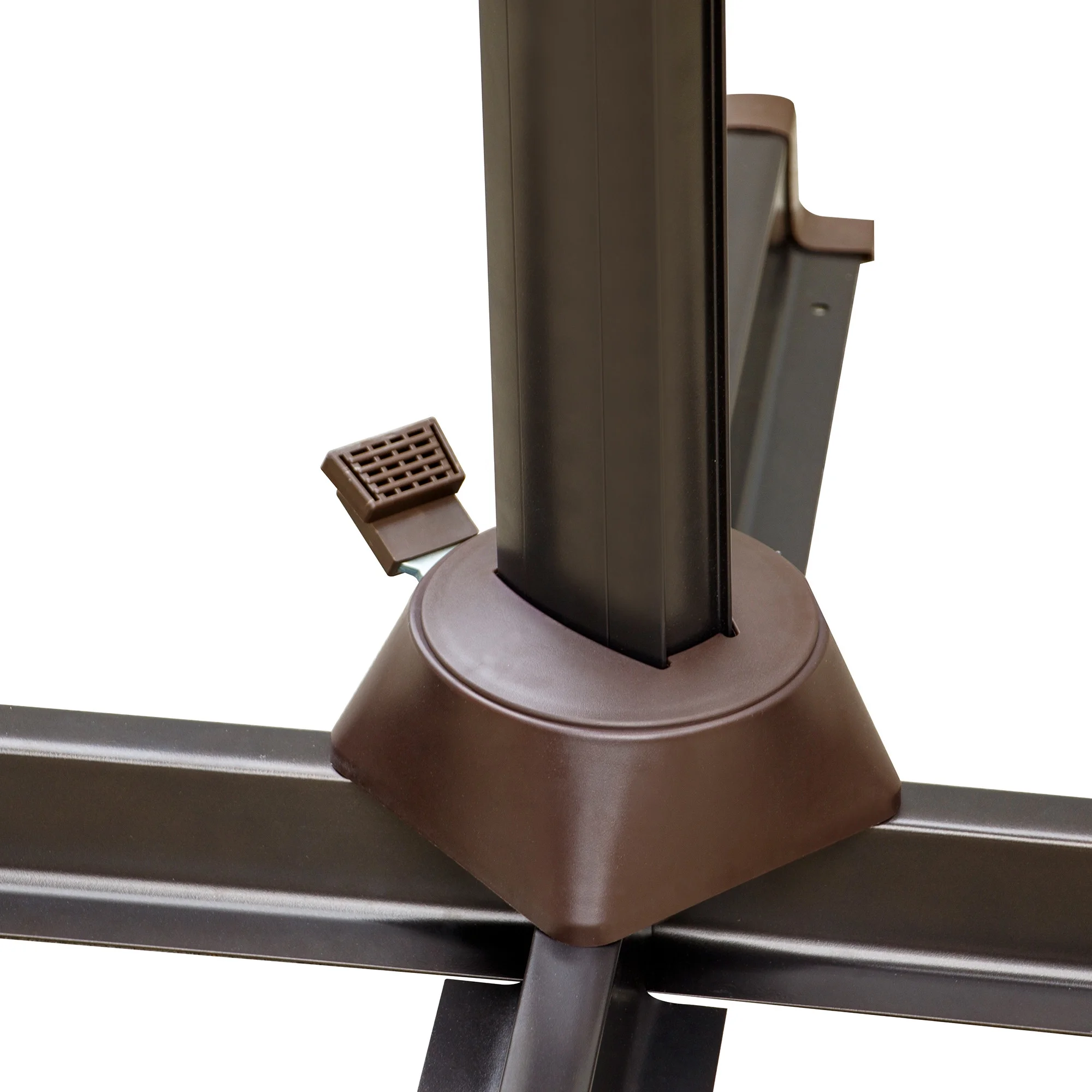 HomeRoots 485659 10 ft. Polyester Square Tilt Cantilever Patio Umbrella with Stand, Dark Gray