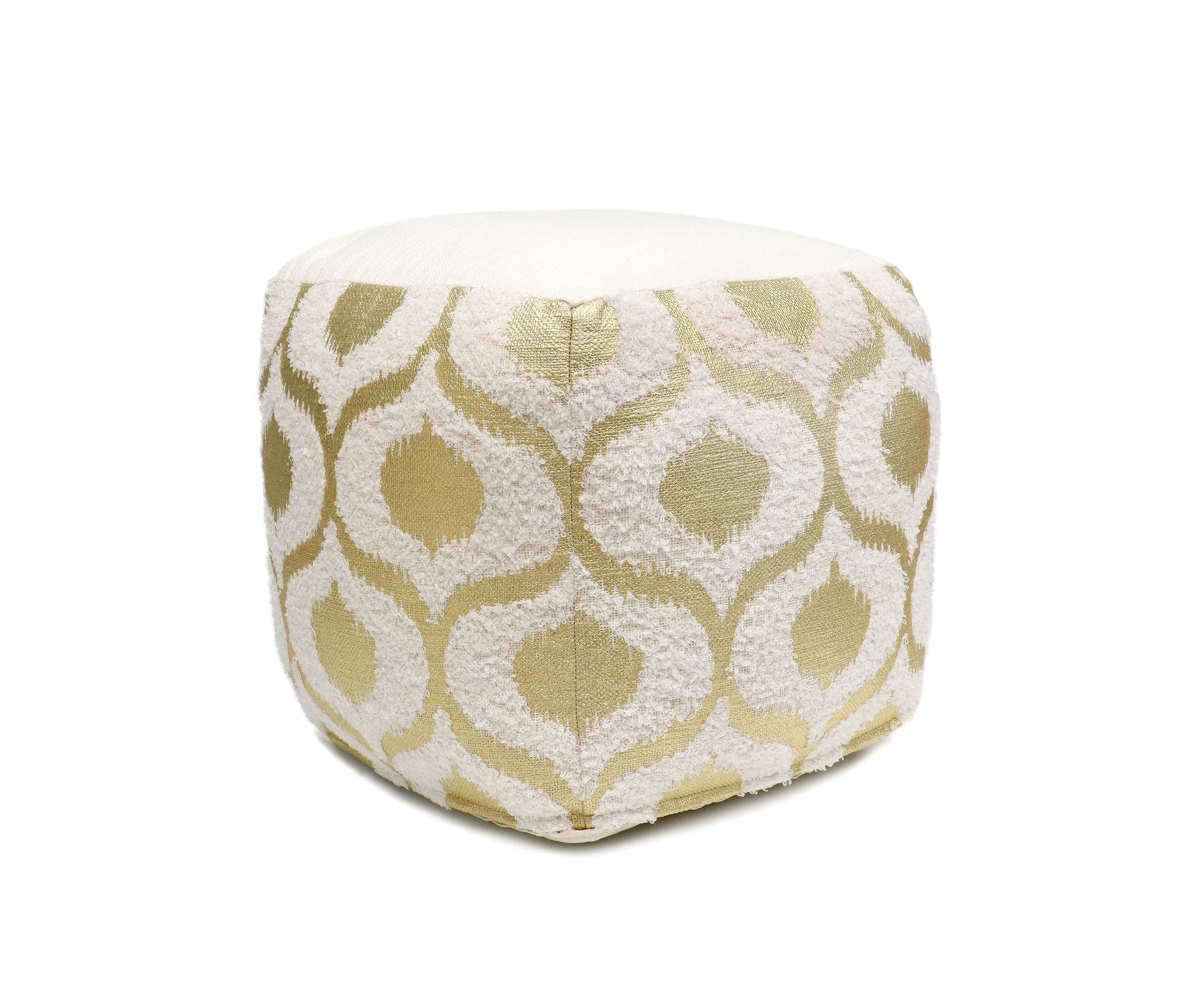 Pasargad Home Grand Canyon Cotton Pouf - Gold Foiled - 17.75 x 17.75 x 17.75 in.