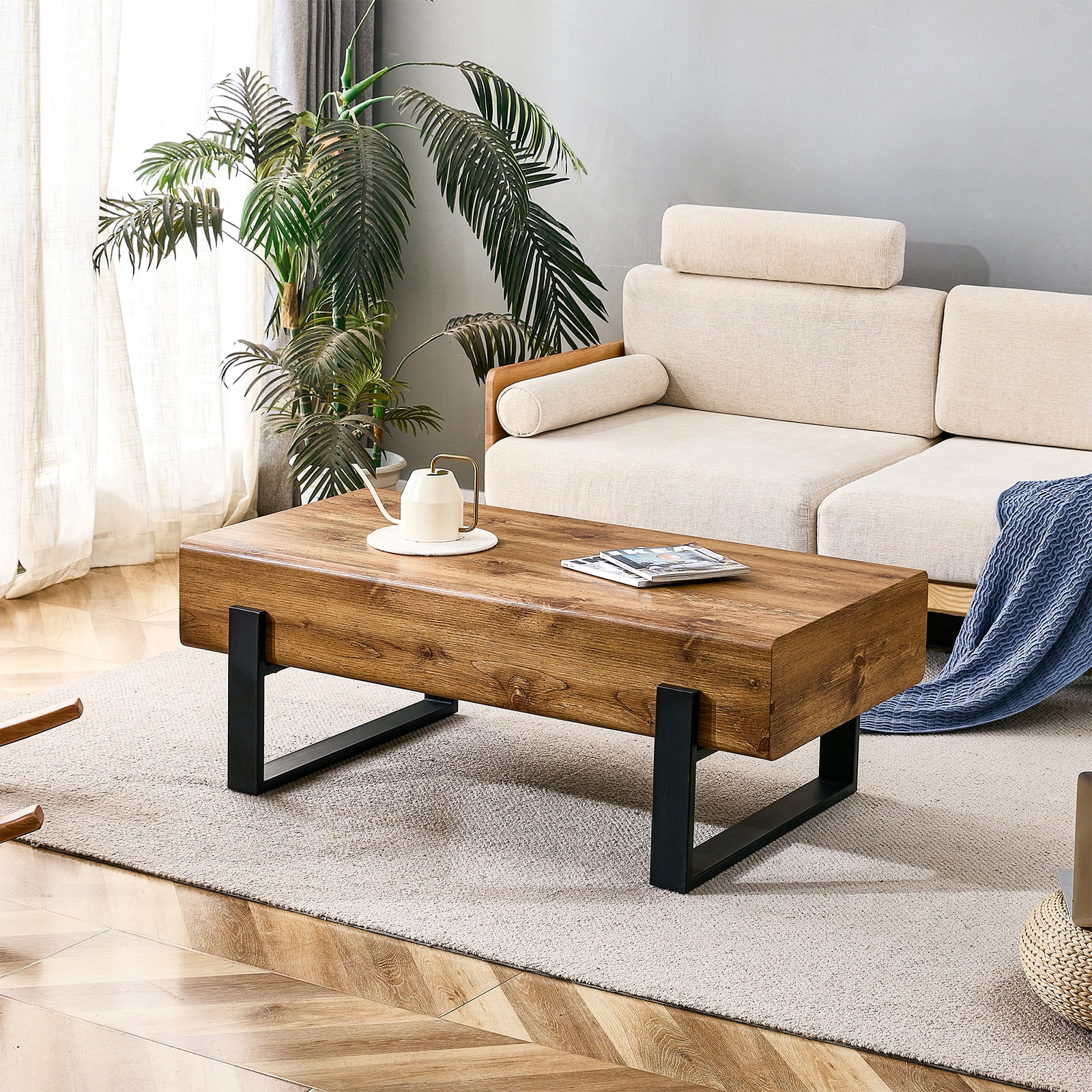 Sudica Wood Coffee Table with Metal Legs 47