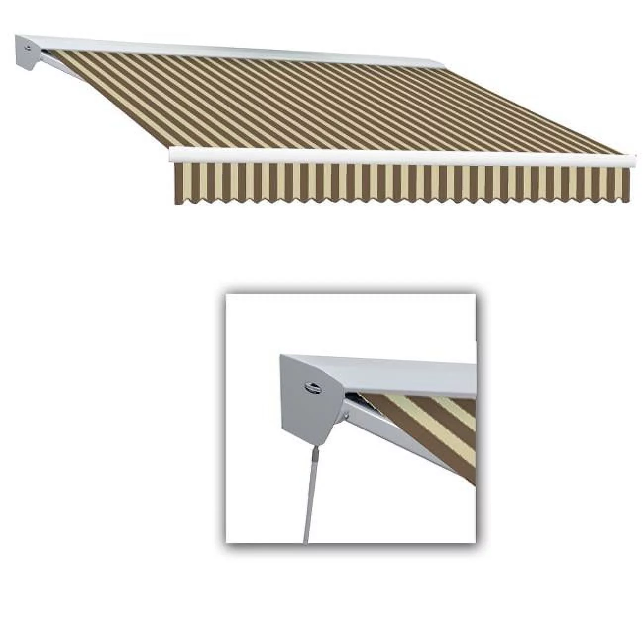 Awntech DM8-US-BRNT 8 ft. Destin with Hood Manual Retractable Awning, Brown & Tan - 78 in.
