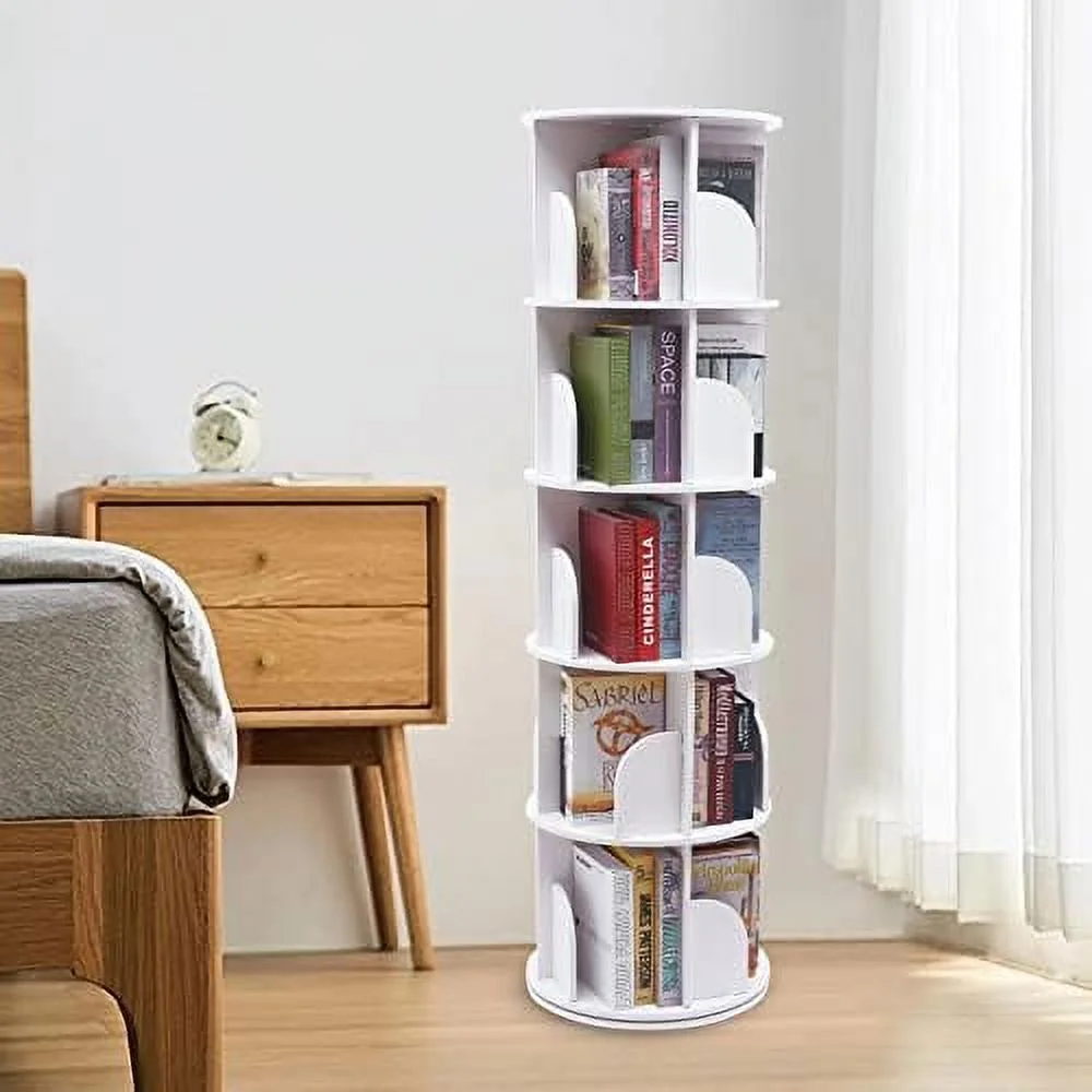 TQJKLFDY Rotating Bookshelf  Rotating Bookshelf Tower for  Adults  Revolving Bookcase 5 Tier   Display Spinning Bookshelf Tower or Bedroom  Living Room  Study Room  Small Space(5 Tier)