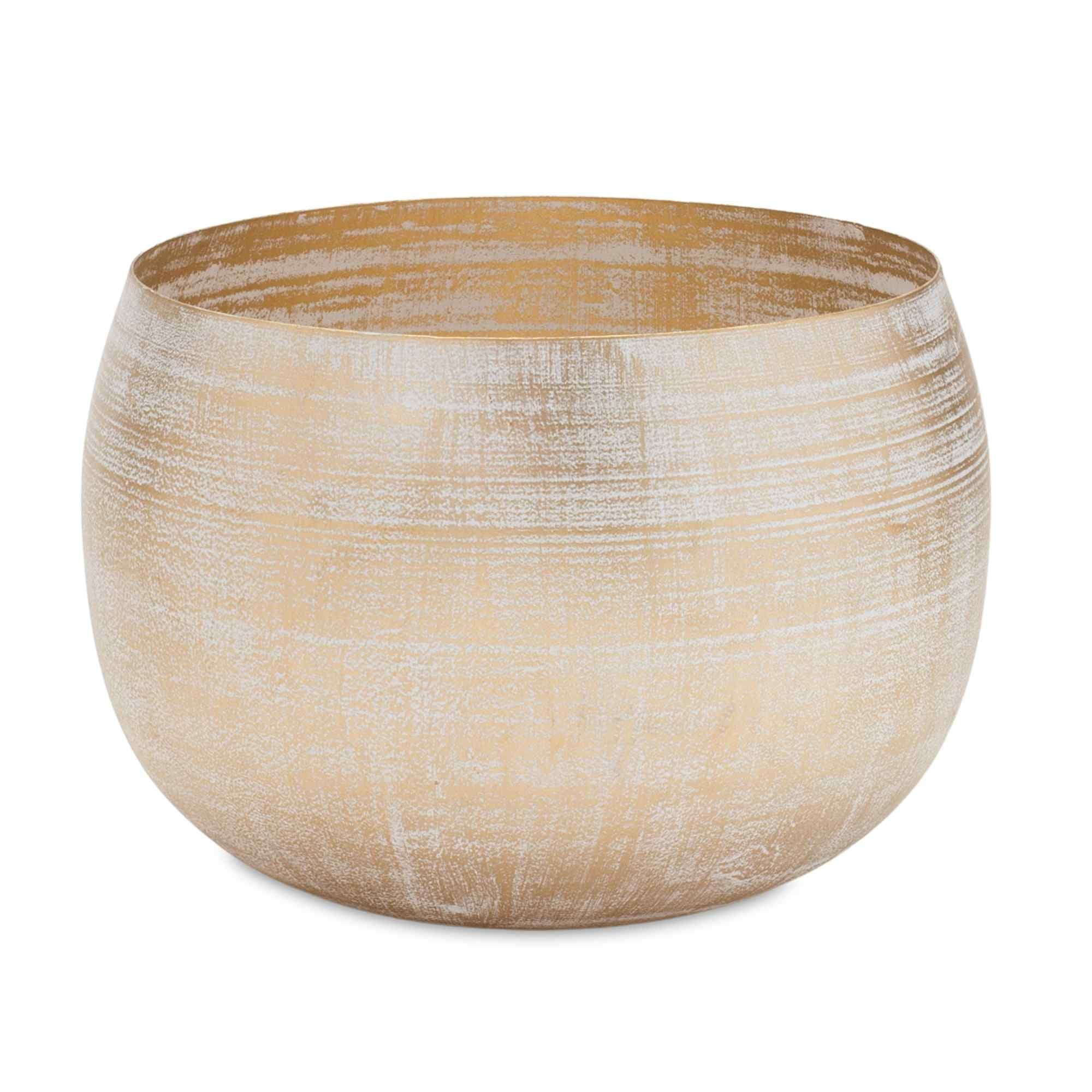 Melrose International White Washed Metal Planter (Set of 2)