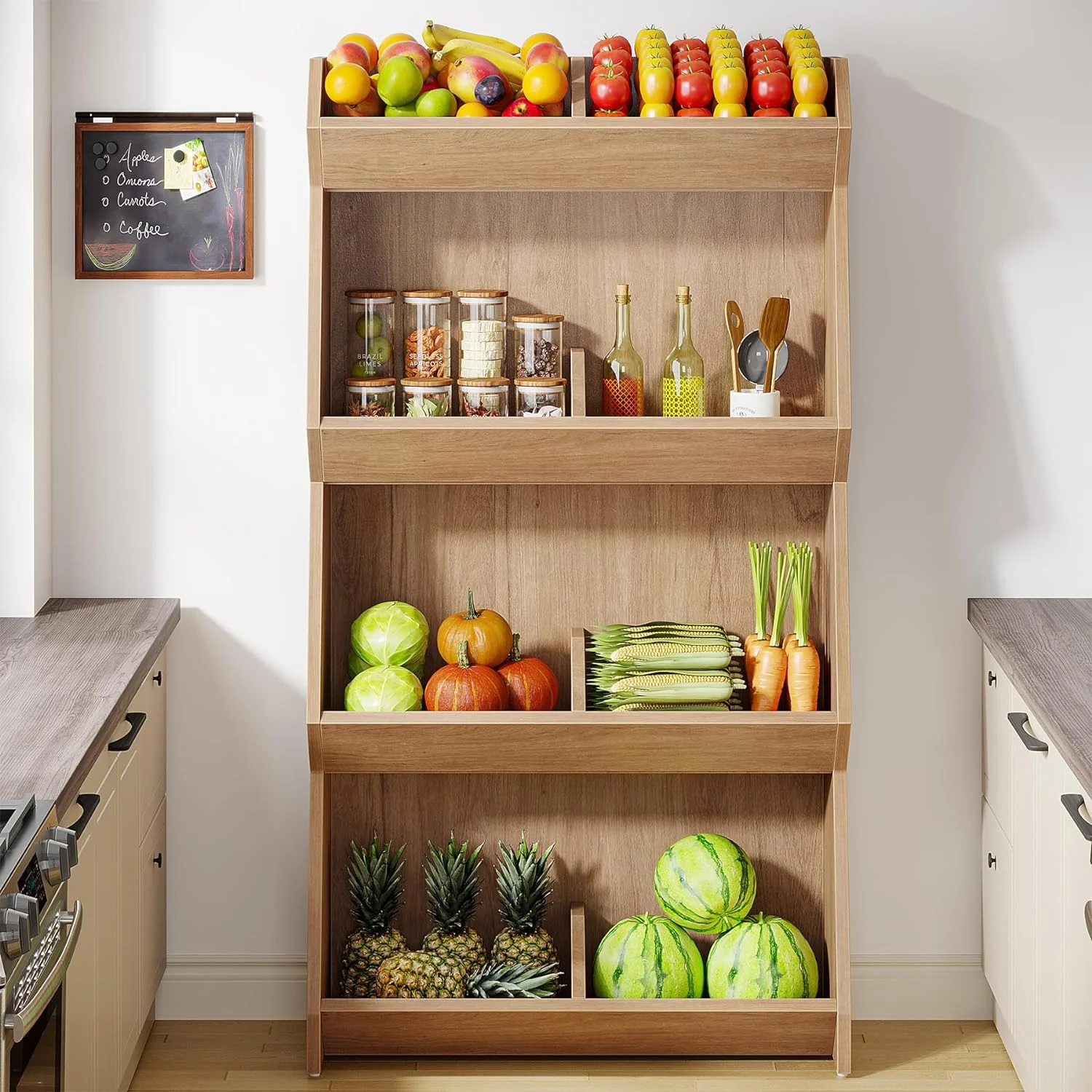 Tribesigns 4 Shelves Bookcase, 55 inch Bookshelf with Shelves, Wood Sturdy Display shelf, Oak