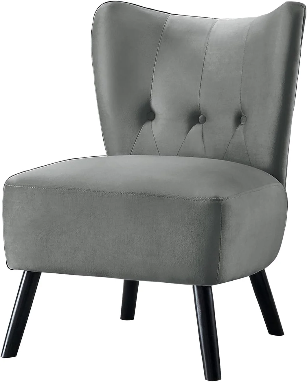Upholstered Armless Accent Chair With Flared Back And Button Tufting, Gray