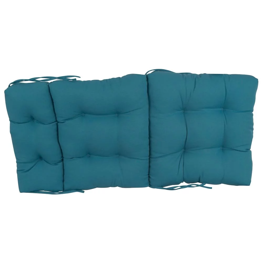 Blazing Needles  20 x 42 in. Solid Twill Tufted Chair Cushion, Indigo