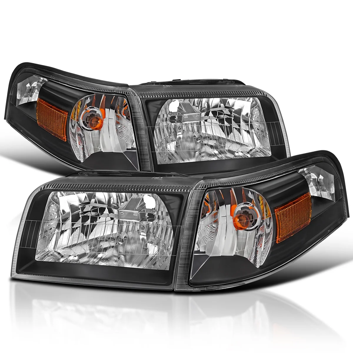 Spec-D Tuning Black Housing Clear Lens Headlights + Corner Lights Compatible with 2006-2011 Mercury Grand Marquis