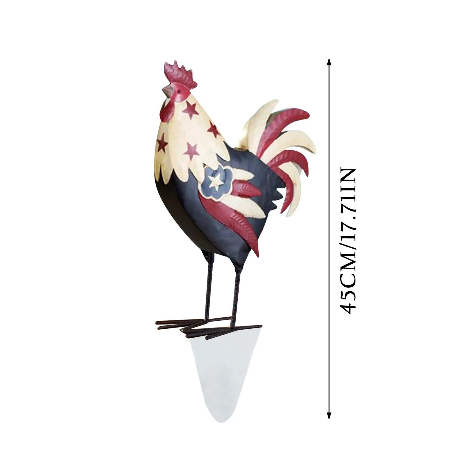 Independence Day Metal Rooster Decor,Garden Statues & Sculptures,17.71 Inch Chicken Yard Art Decor Standing Animal Lawn Ornament for Backyard Patio Kitchen Decorations (17.71INCH)