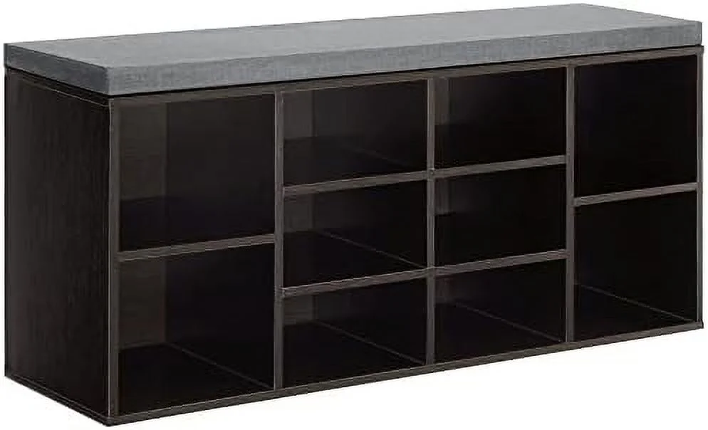 CHBGFV Shoe Bench  Bench 10 Compartments Shoe Organizer with 3-Tier Shoe Rack Bench Adjustable Shelves Shoe   Room Entryway Hallway Bedroom (Black)