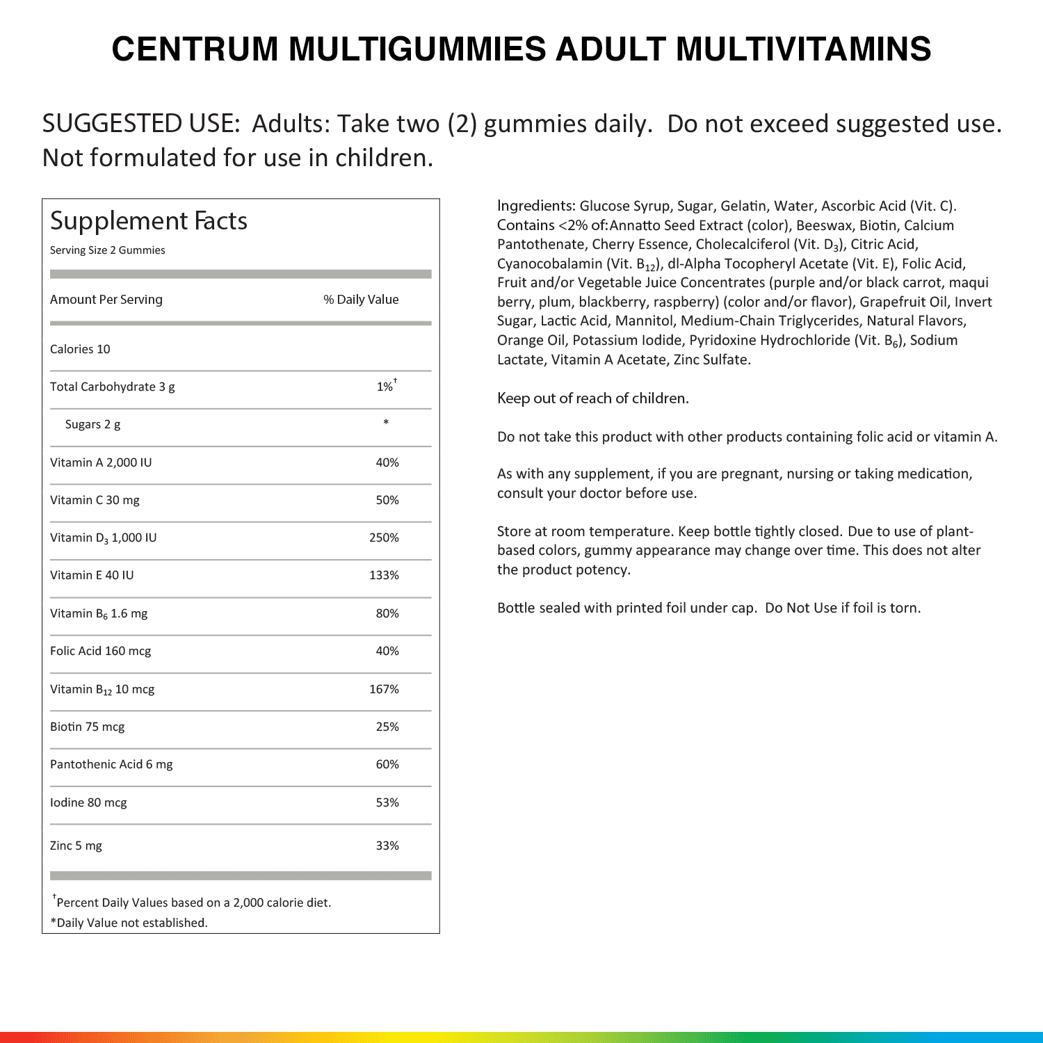 Centrum MultiGummies Adult Multivitamin Gummies, 164 Ct