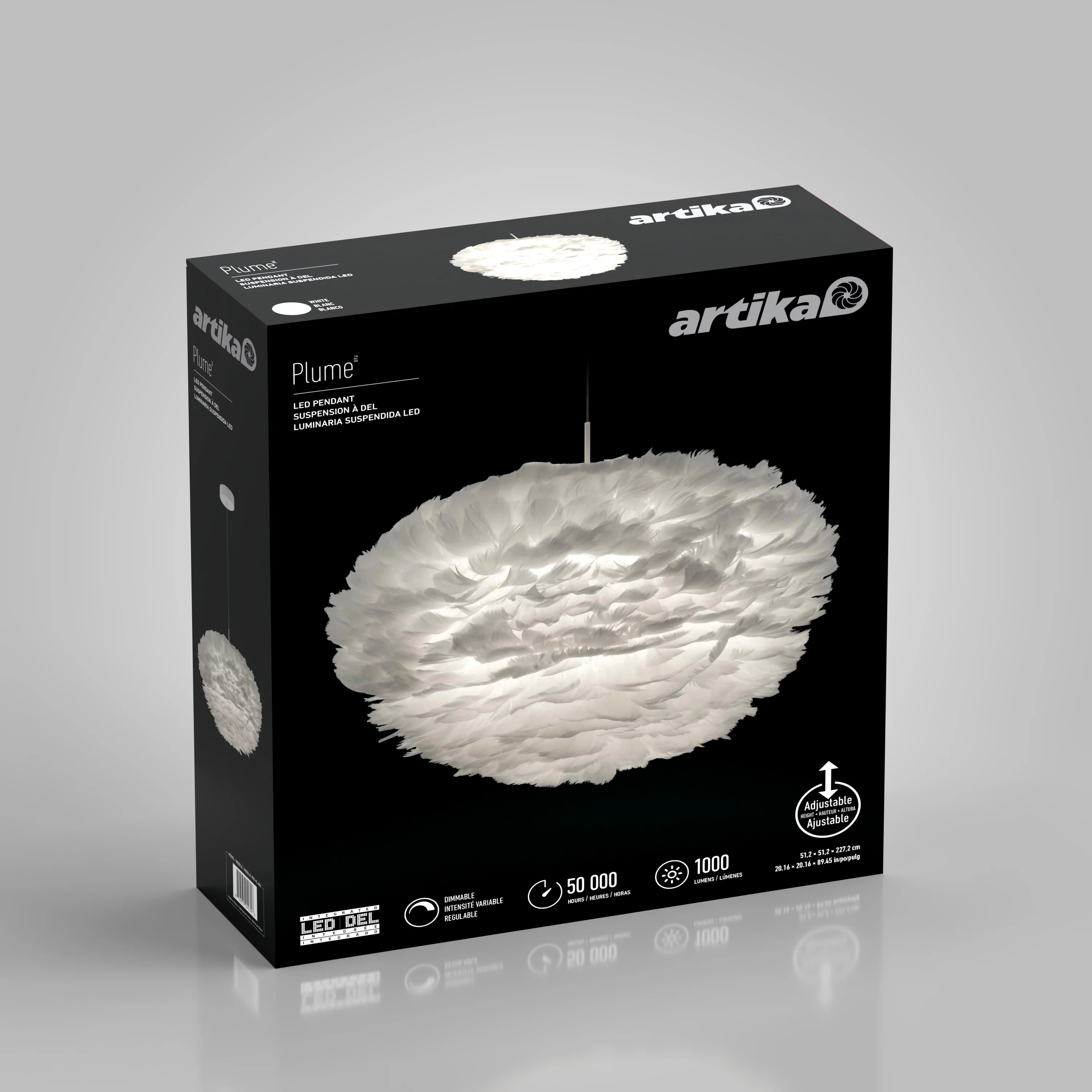 Artika Plume 20 Inches Diameter Modern White LED Feather Pendant Light Fixture