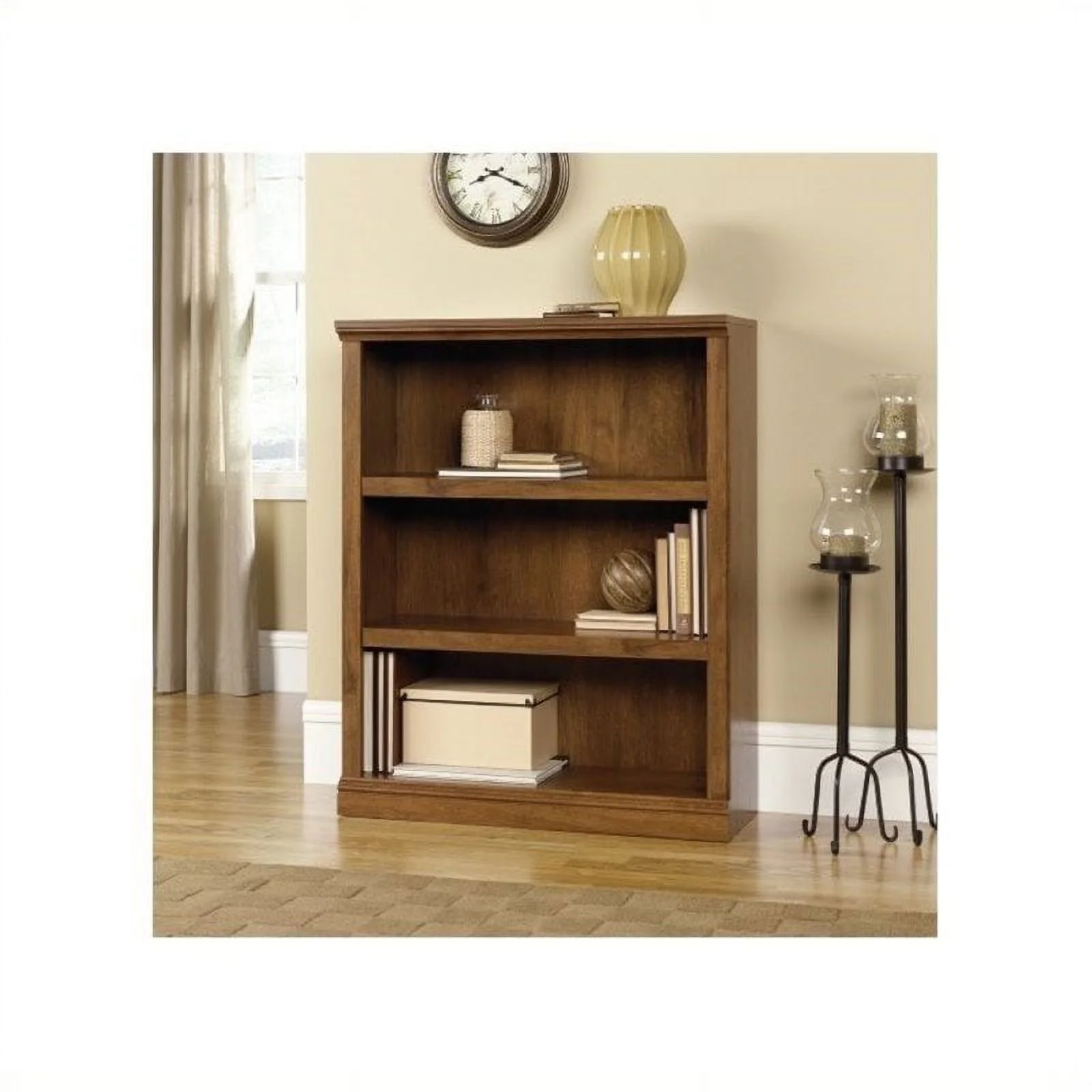 Bowery Hill 3 Shelf Bookcase in Oiled Oak