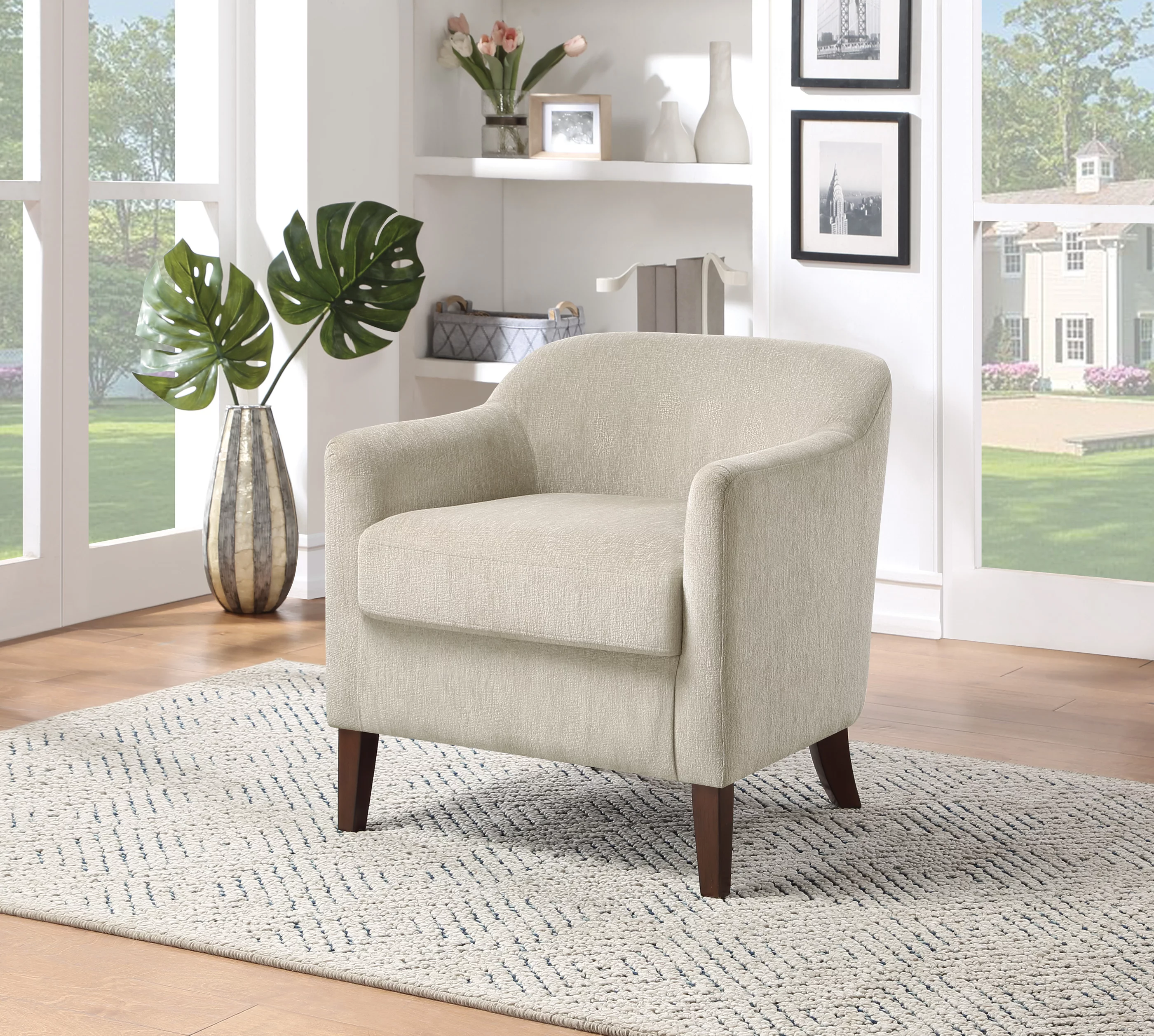 OSP Home Furnishings Eastwood Accent Chair in Pumice Fabric