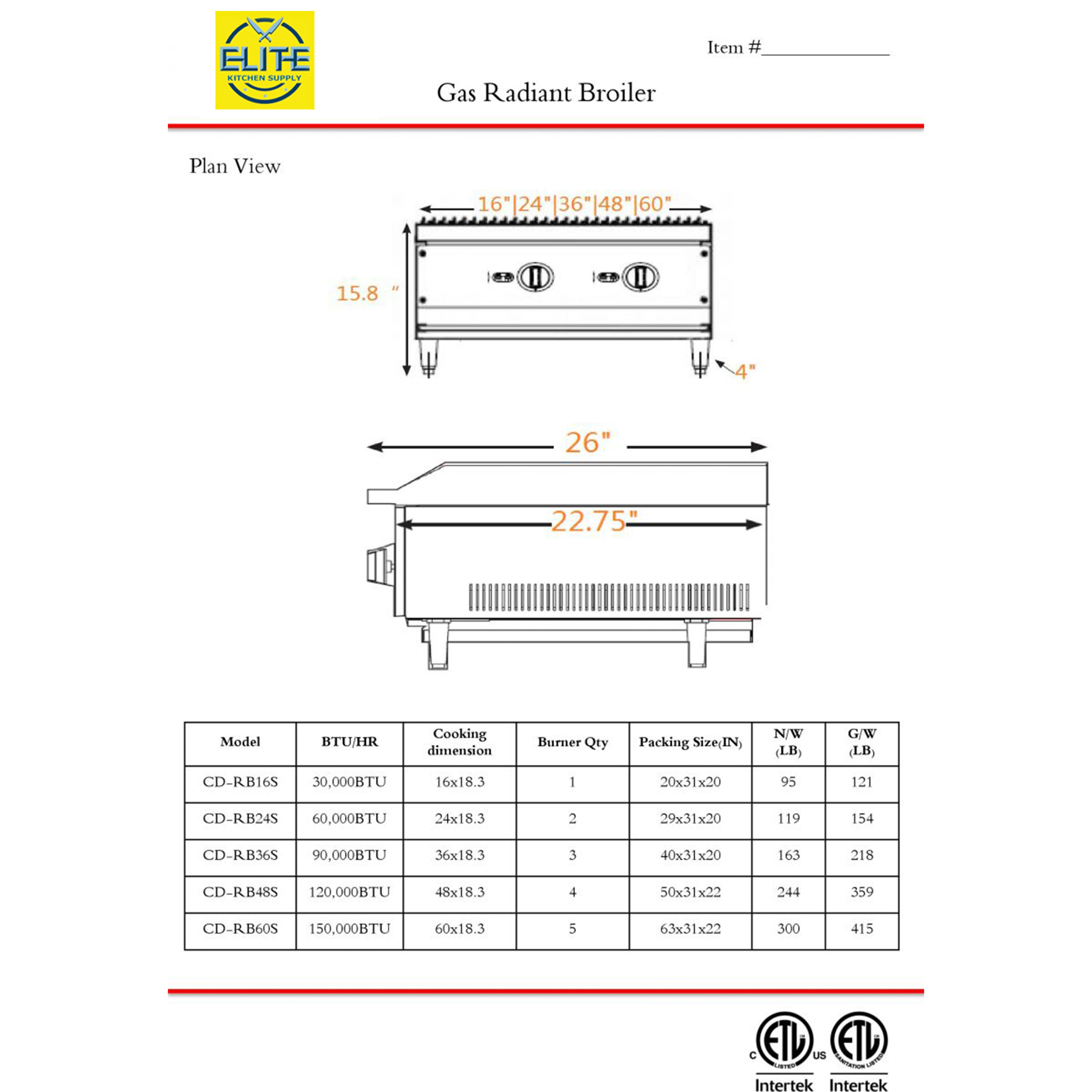 60 in. Commercial Gas 5 Burner Charbroiler 150,000 BTU in Stainless Steel, Heavy Duty Radiant Broiler, NSF Certified