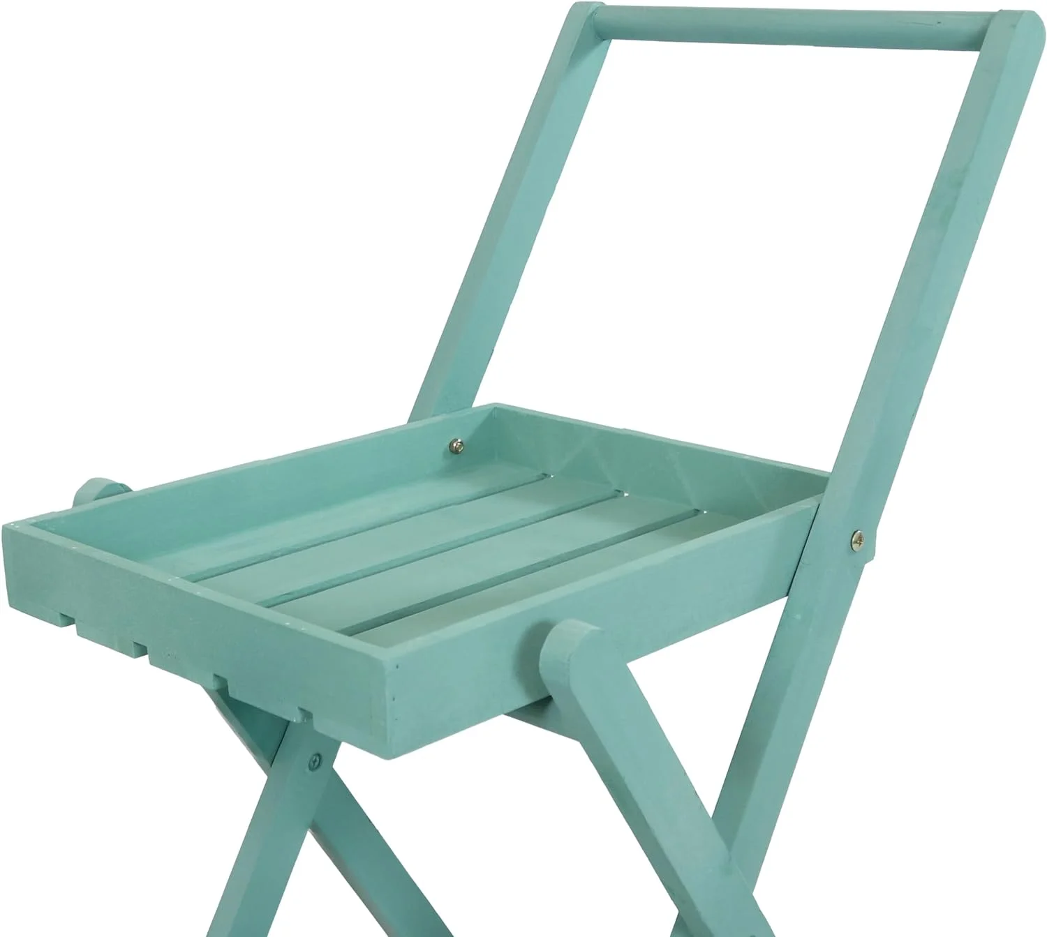 LIANMEI 2-Tiered Flower Garden Cart with Built-In Handle - Fir Wood - 20 lb Weight Capacity - 34” H - Robin Egg Blue