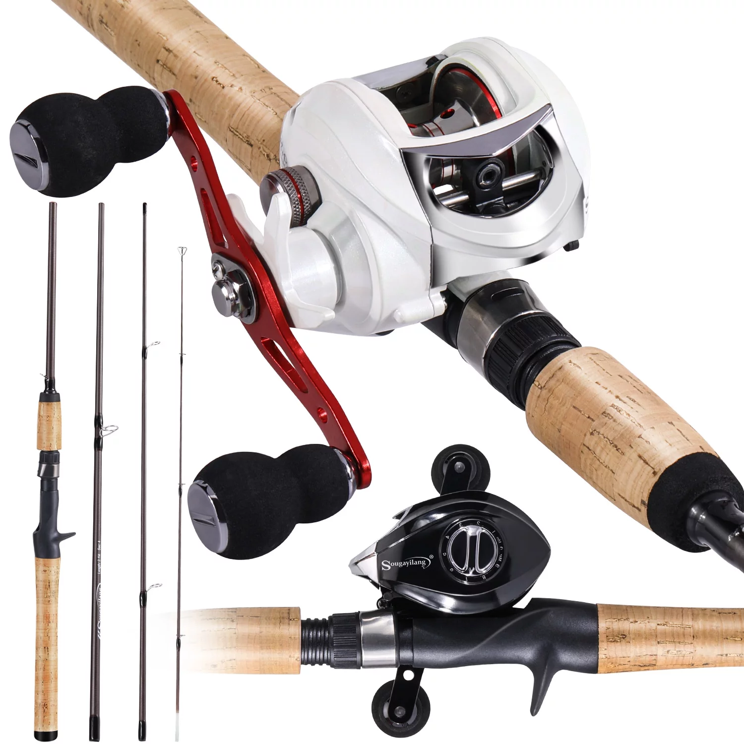 Sougayilang 6.7ft Casting Rod and Baitcasting Reel Fishing Combo Light Fishing Pole with Cork Handle for Travel