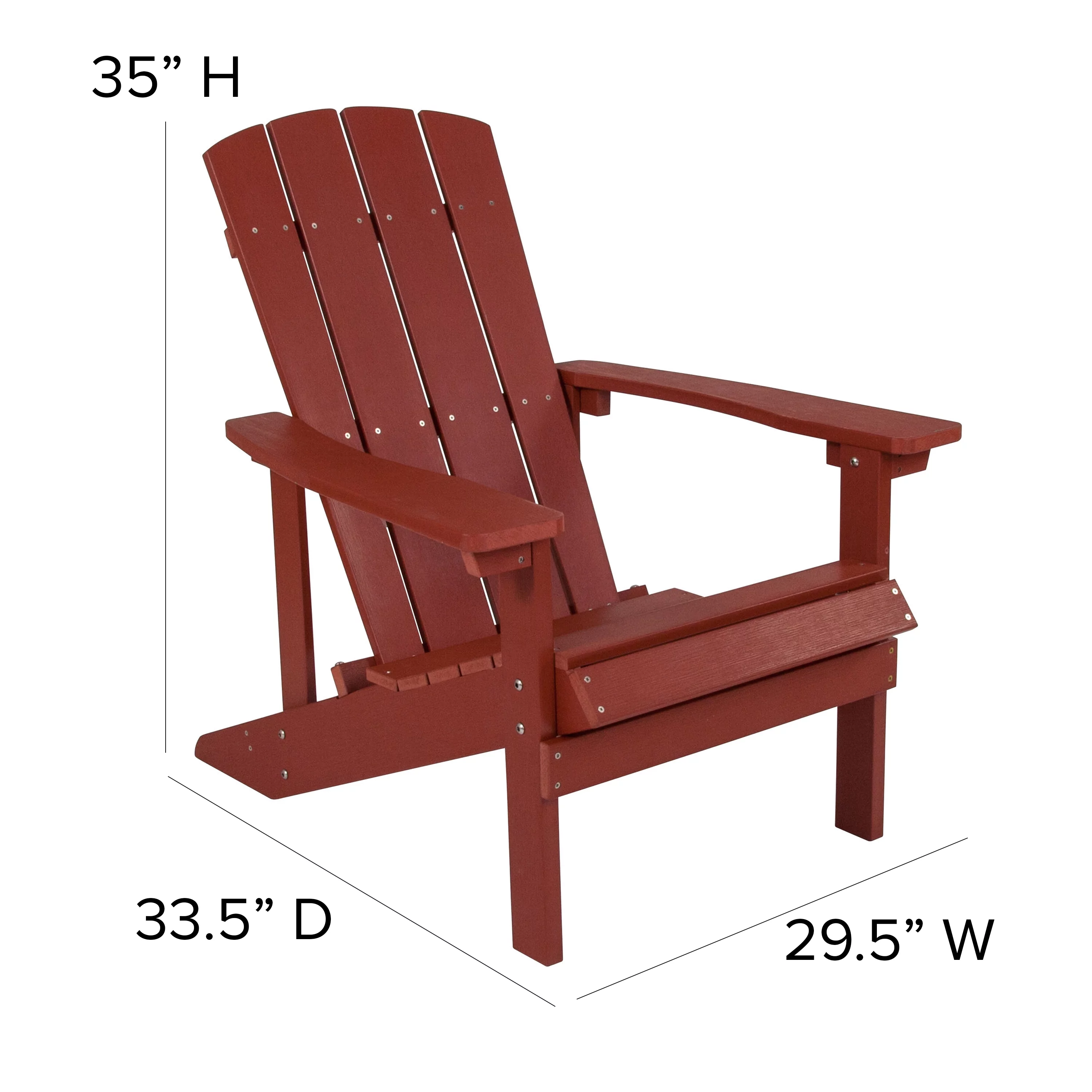 Flash Furniture Charlestown 3 Pcs Iron Wood Burning Fire Pit Set With Adirondack Chairs, Red