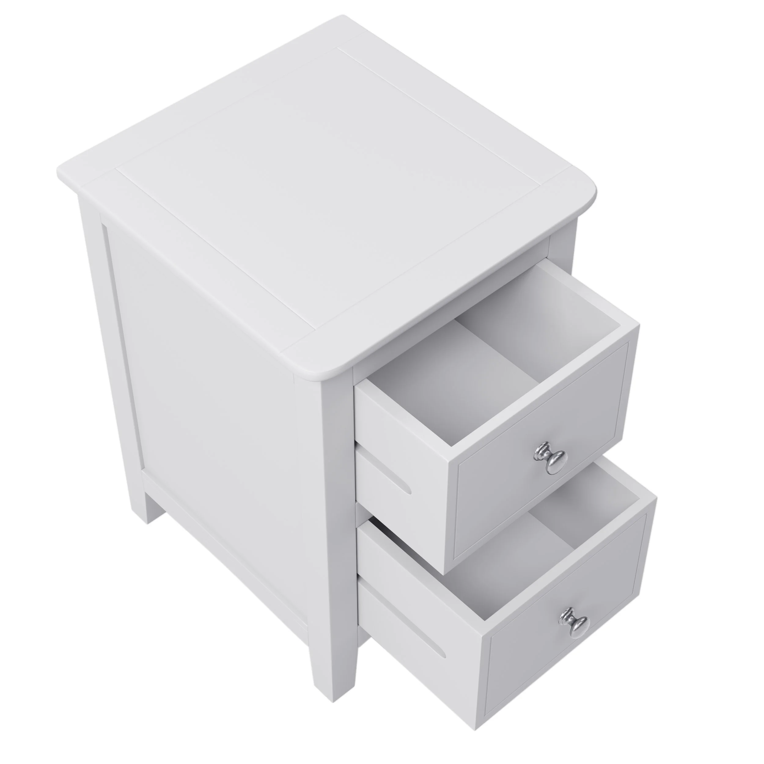 White Solid Wood 2-Drawer Nightstand End Table with Sufficient Storage Space