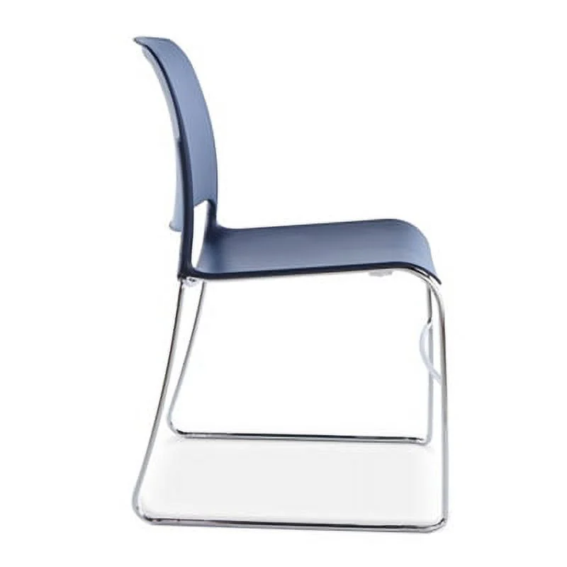 Zeus Armless Poly Stacking Chair Black Polypropylene/Chrome Metal Frame