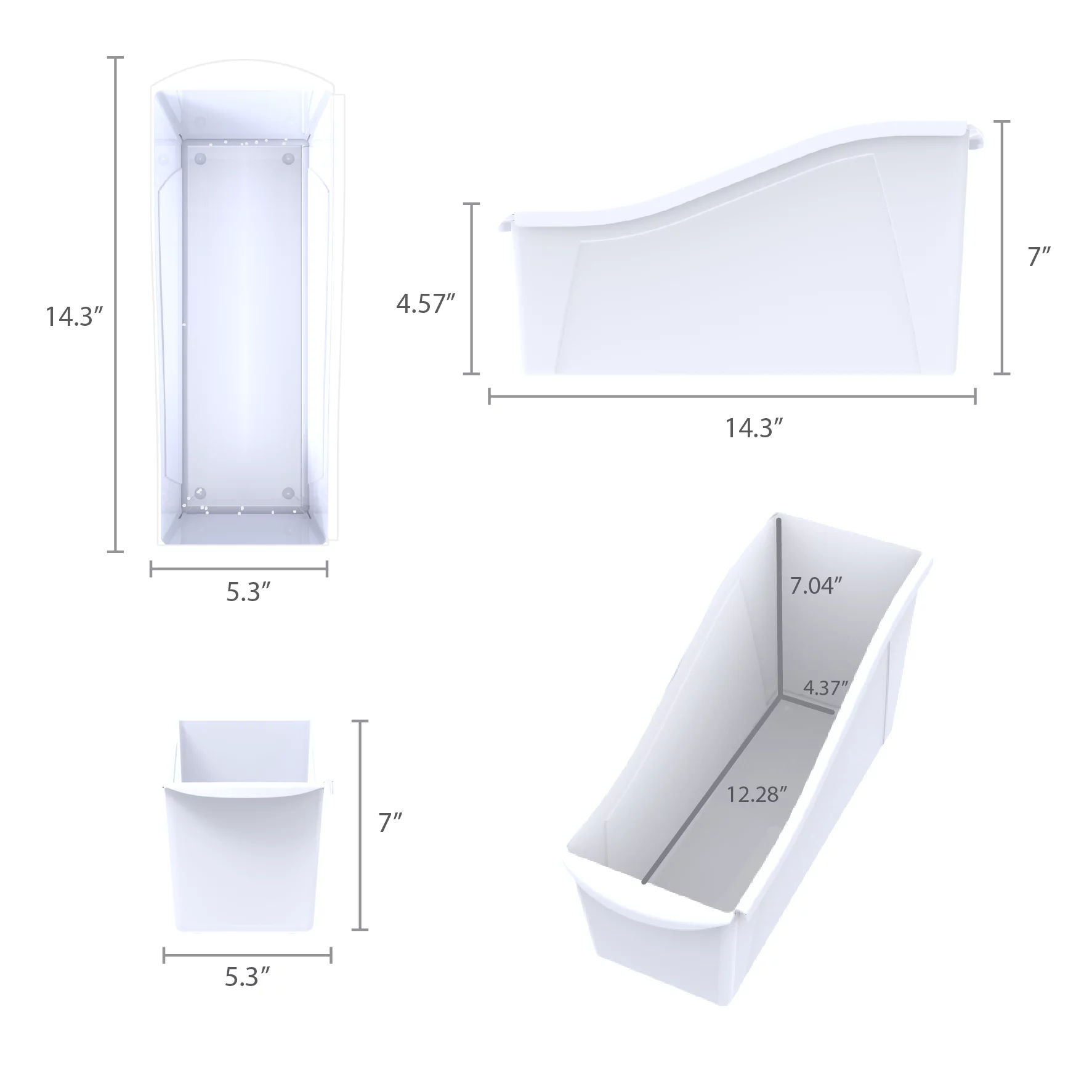 Pen+Gear Plastic Desktop Book Organizer Bin, Arctic White, 6-Pack