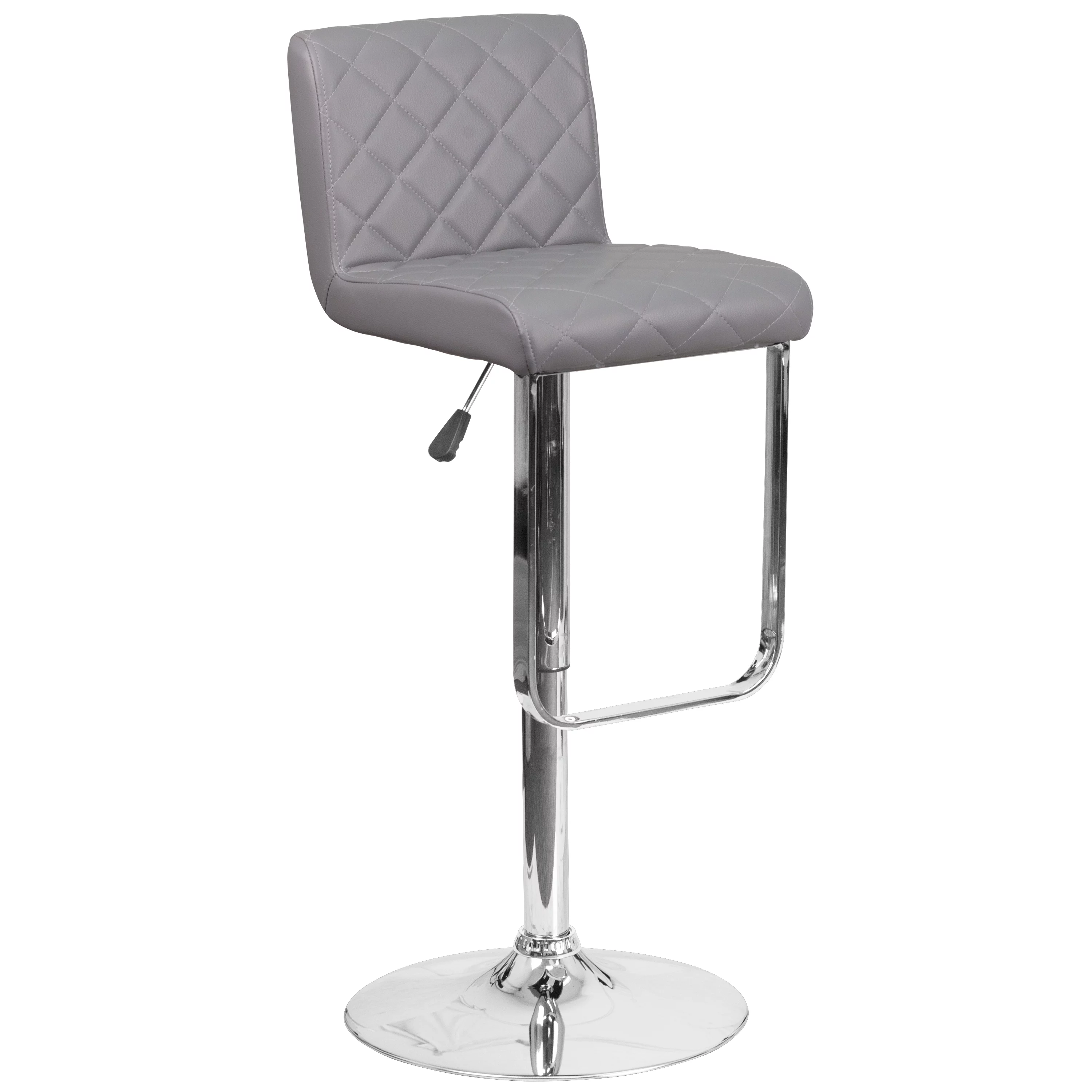 Flash Furniture Contemporary Gray Vinyl Adjustable Height Barstool with Drop Frame and Chrome Base
