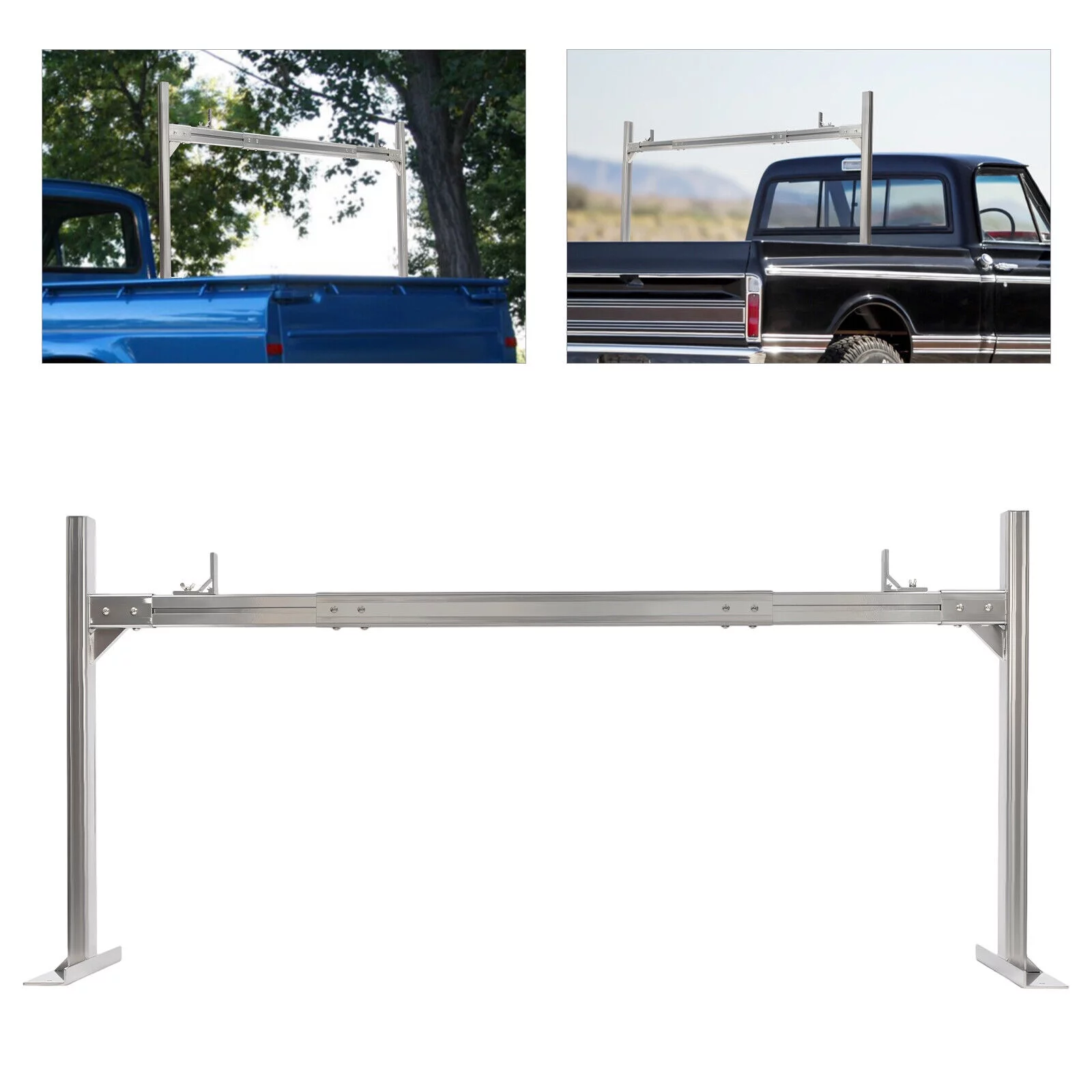 Adjustable Width 800lb 2*Truck Rack 71x14x34in Pick up Truck Ladder Rack Trailer