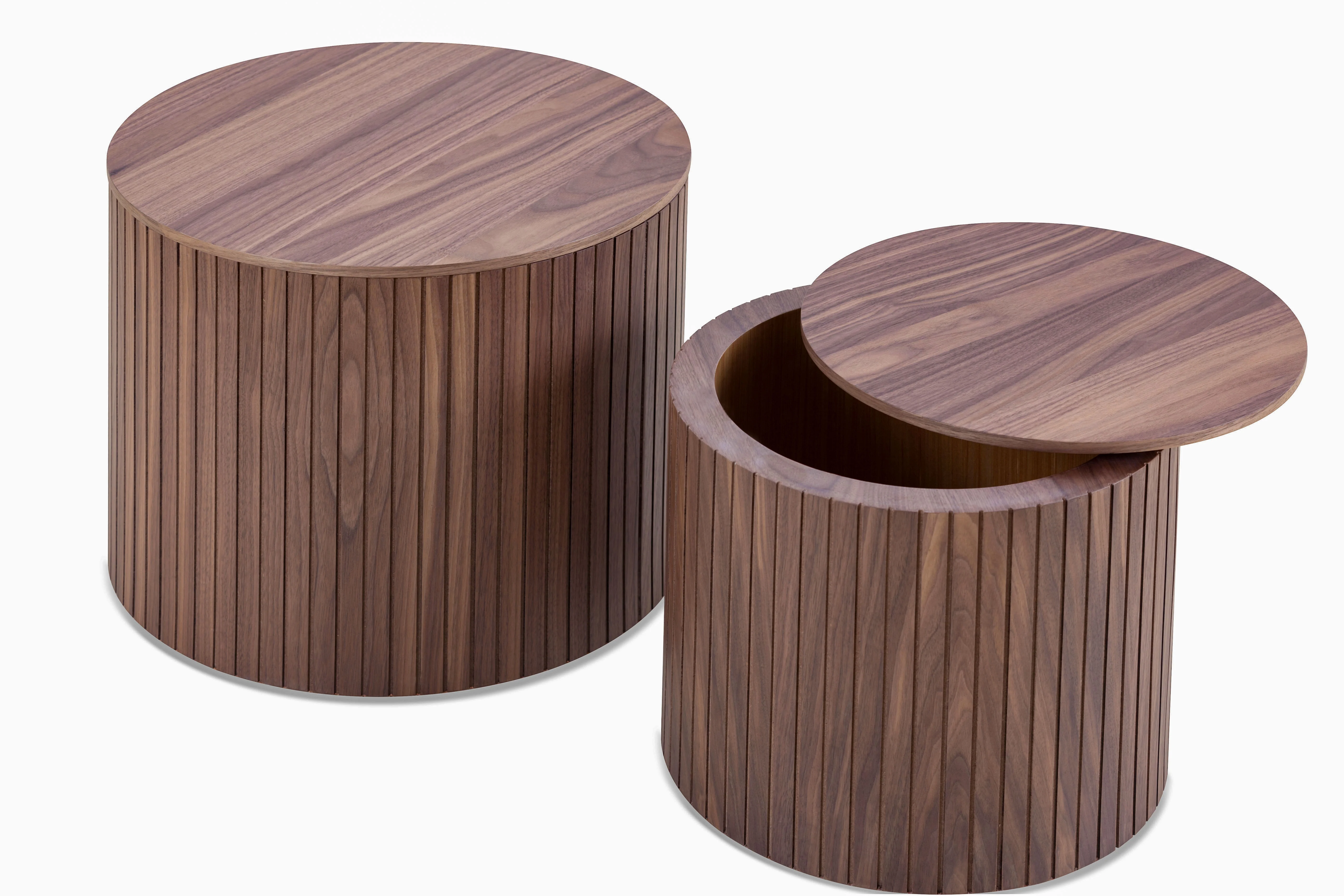 Marcree MDF Nested Table Set 2 Pieces, Handcrafted Round Coffee Table in Living/Lounge Area, Walnut Color