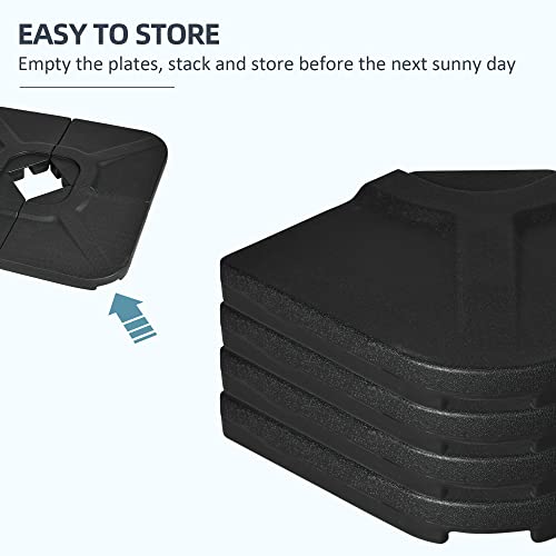 Outsunny 4-Piece 175lb Cantilever Patio Umbrella Base Weights for Offset Hanging Umbrella, HDPE Water or Sand Filled Umbrella Weights for Cross Base Stand