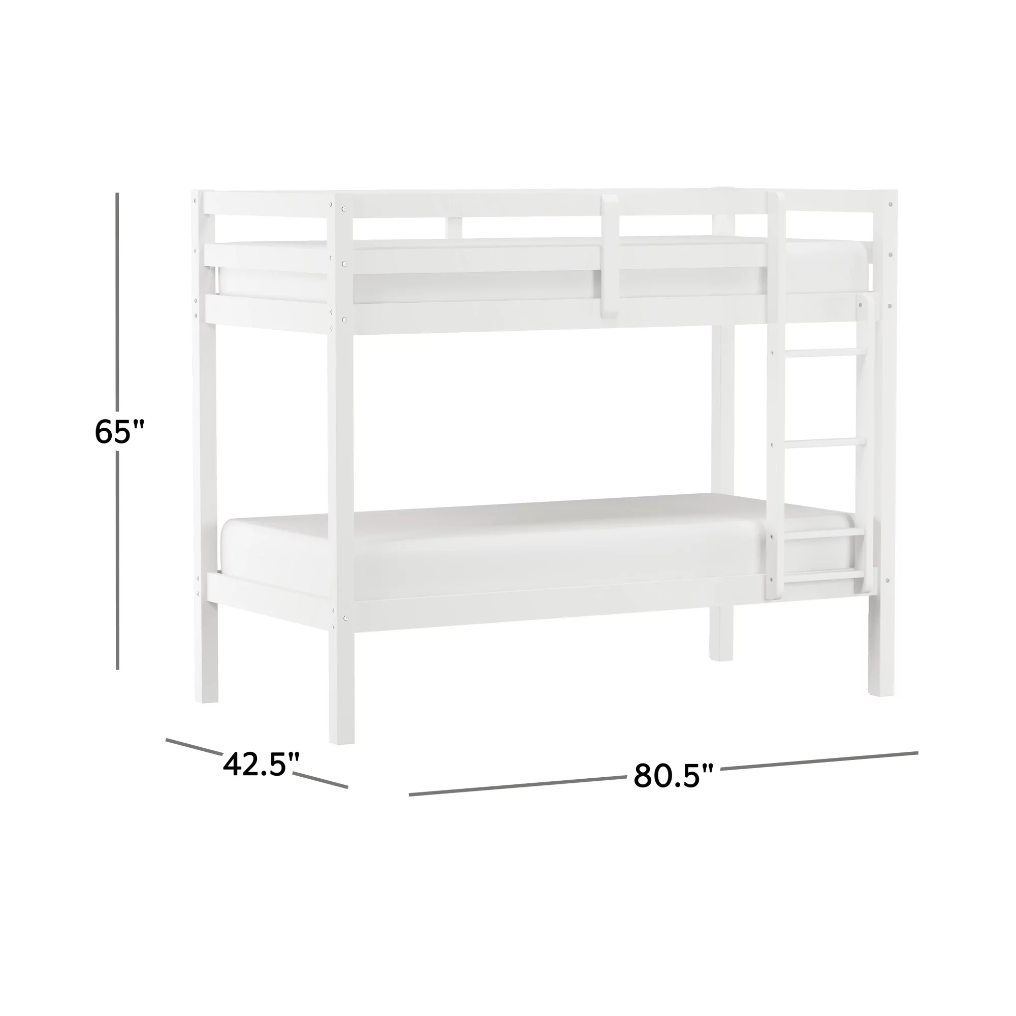 Hillsdale Kids and Teen Caspian Wood Twin Over Twin Bunk Bed, White