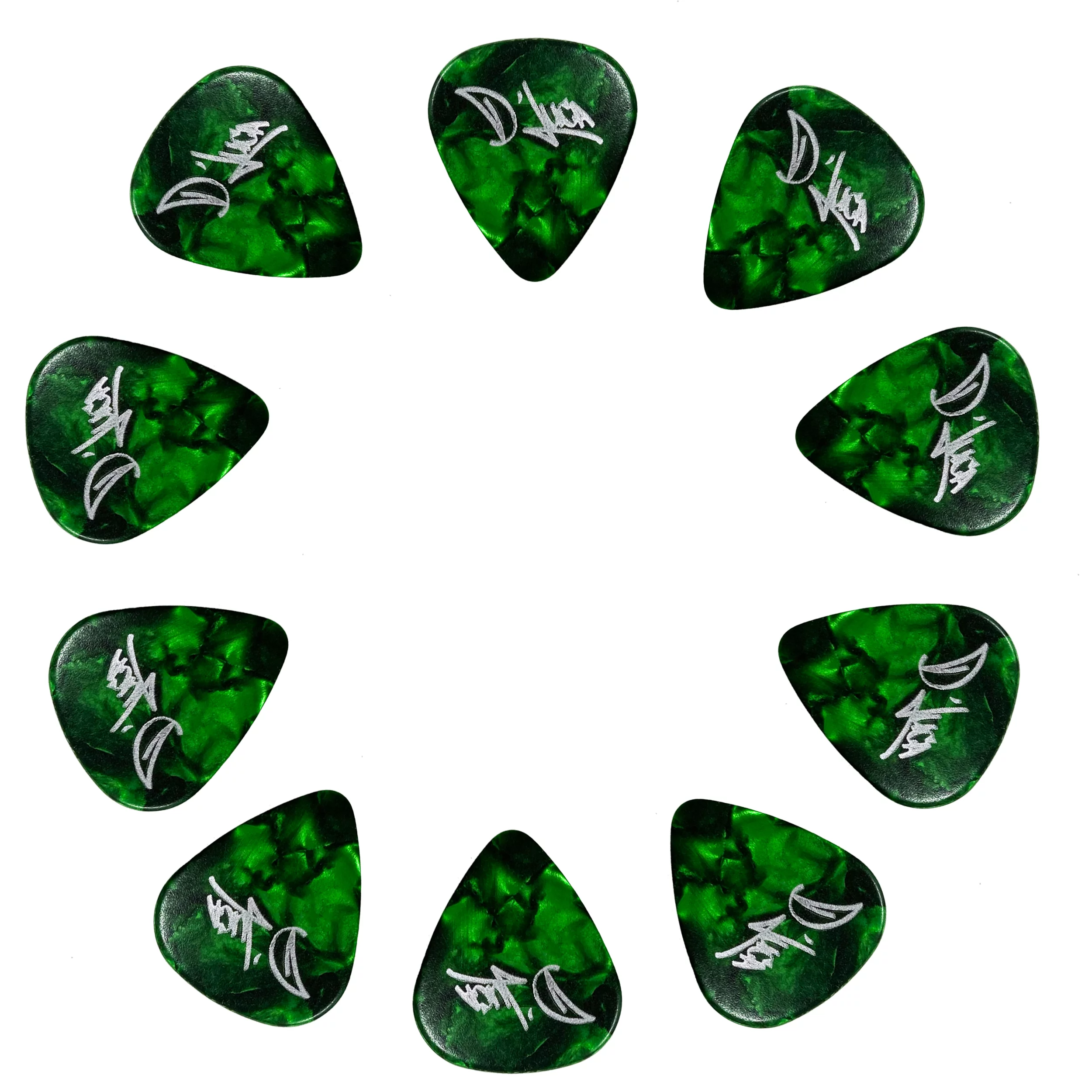 D'Luca Celluloid Standard Guitar Picks Green Pearl 1.0mm Heavy 10 Pack
