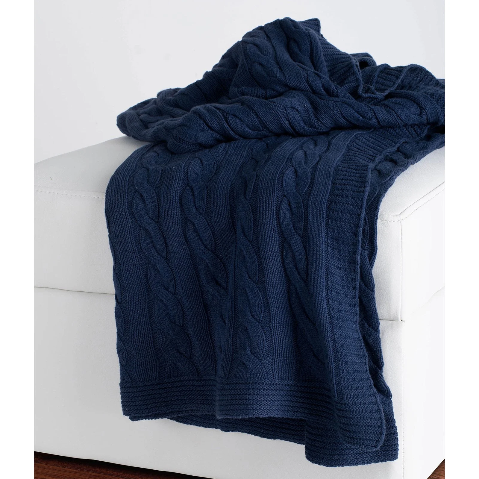 Rizzy Home Cable Knit Cotton Luxury Sweater Throw Blanket