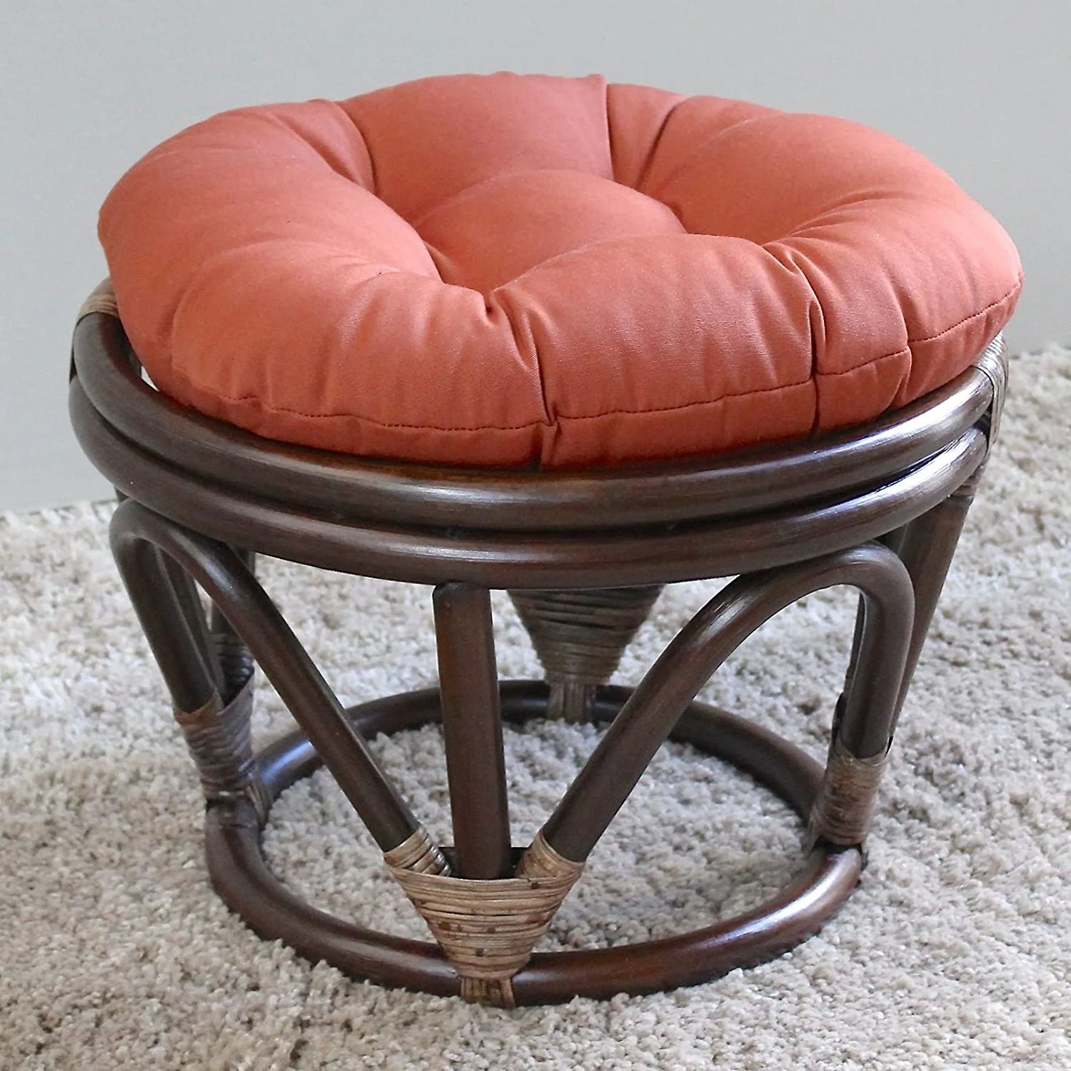 TQJKLFDY Piece Rattan Footstool with Twill Cushion