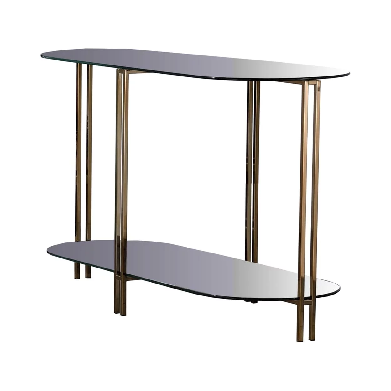 Sofa Table with Glass Top and Open Bottom Glass Shelf Gold - Saltoro Sherpi