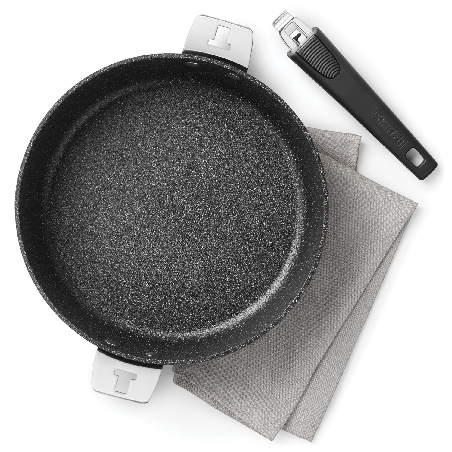 The Rock 034716-002-0000 9 in. Deep Frypan with T-Lock Handle Dutch Oven with Lid Detachable