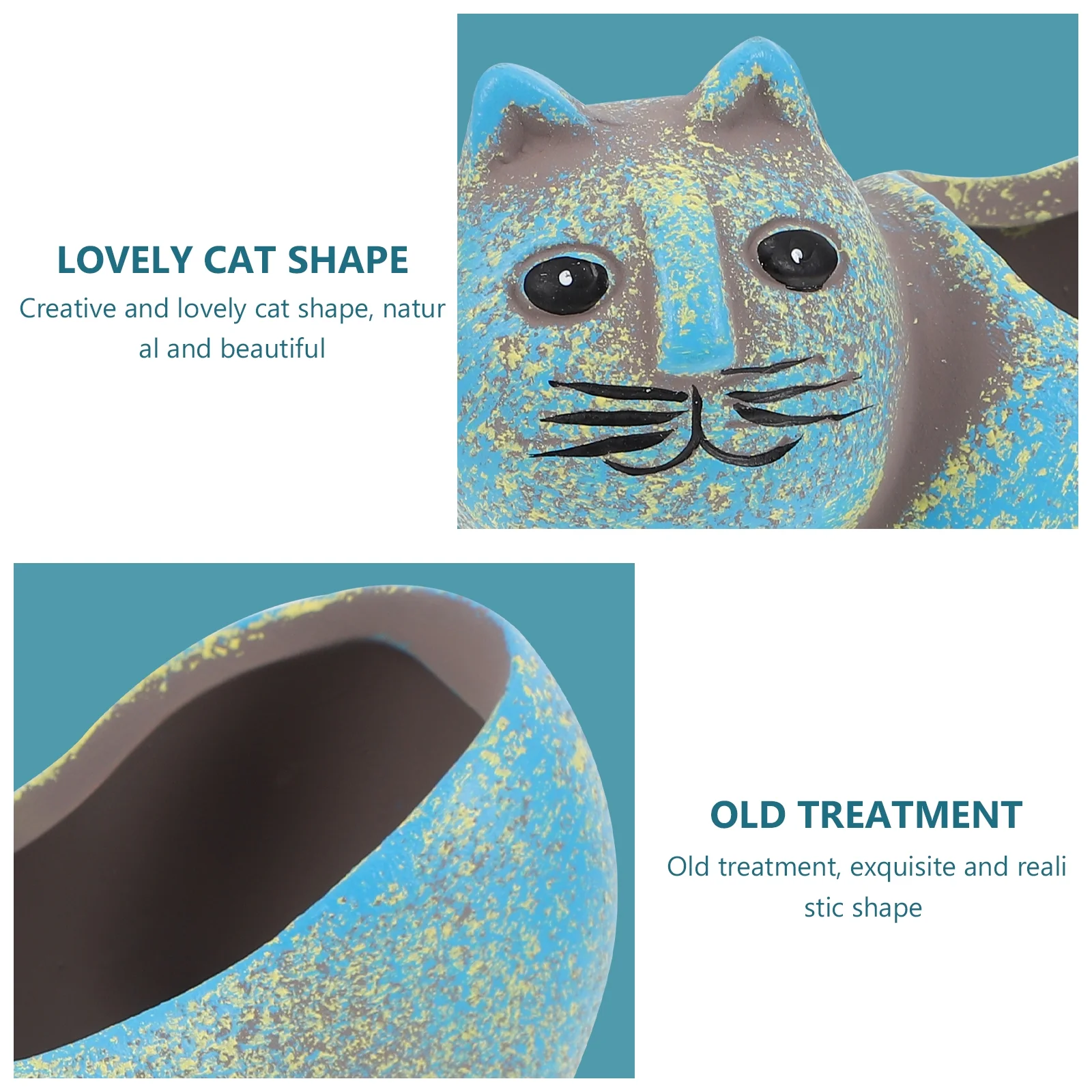 Guichaokj 1Pc Lovely Cat Shape Design Succulent Flowerpot Ceramic Creative Flowerpot