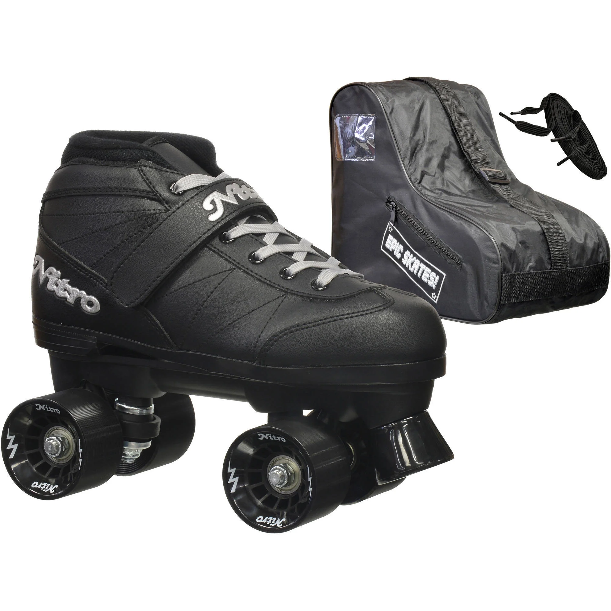 Epic Youth Super Nitro Black Quad Speed Skates Package