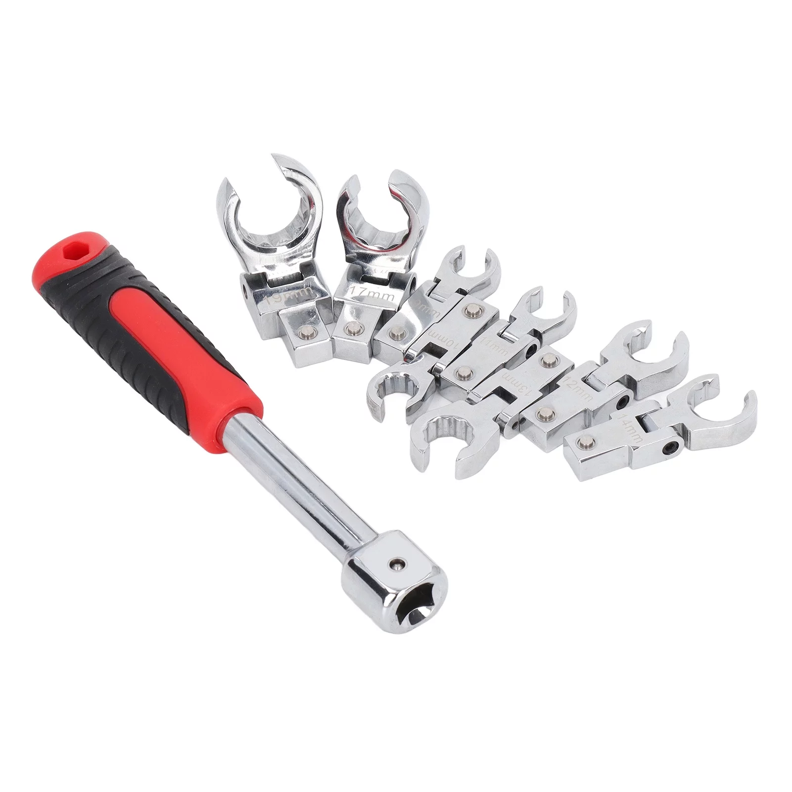Risegun 9-Piece Set of Detachable Movable Head Oil Pipe Wrench with 180 ° Rotating Gear Wrench