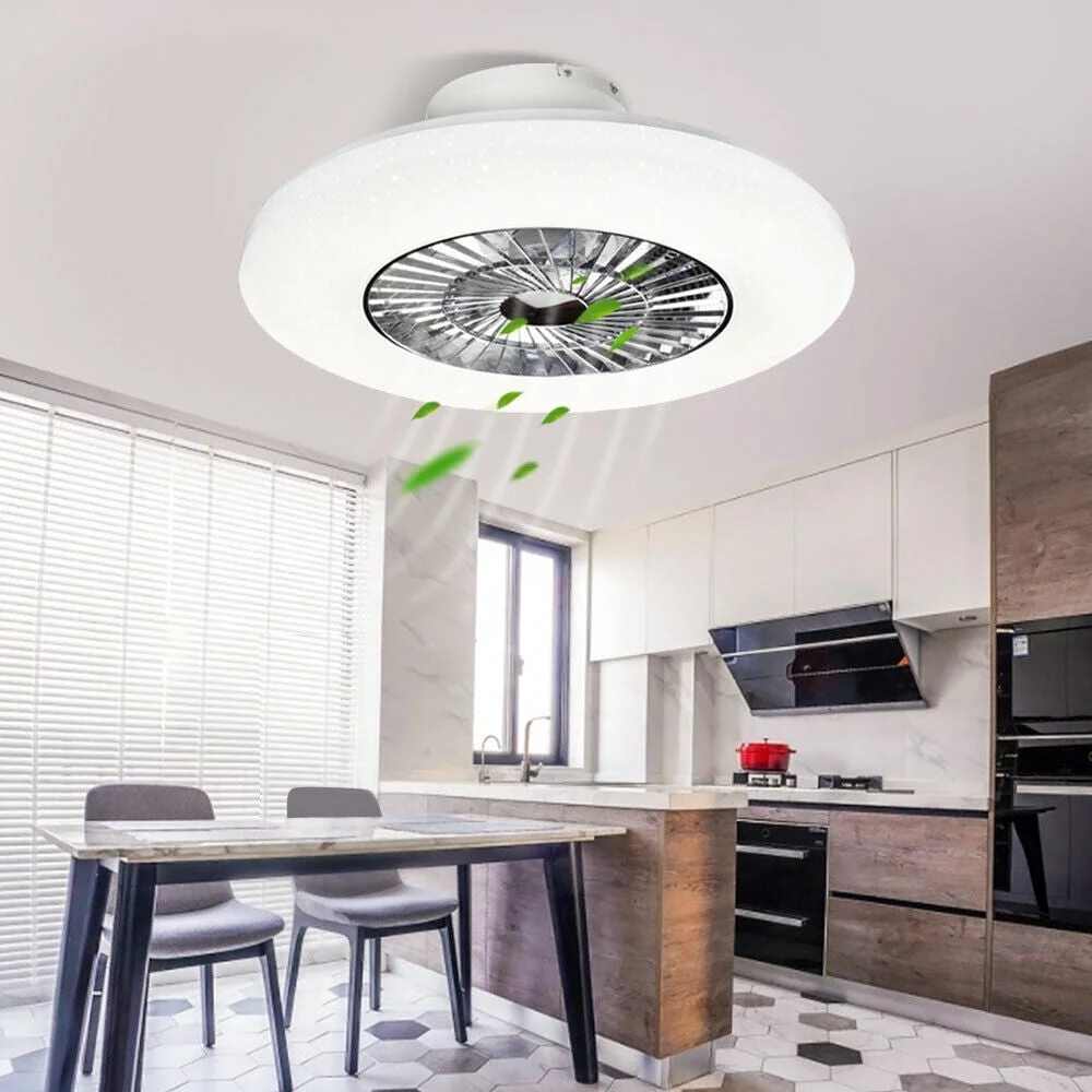 Remote Ceiling Fan with Light Kit-40W Modern Dimmable Ceiling Fan Lighting, 7 Invisible Blades