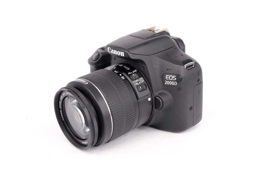 Canon EOS 2000D (Rebel T7) DSLR Camera + Canon 18-55mm IS STM Lens + 0.43X Wide Angle Lens + 2.2x Telephoto Lens + 64GB Storage + UV-CPL-FLD Filters + Canon Bag + Tripod - International Version