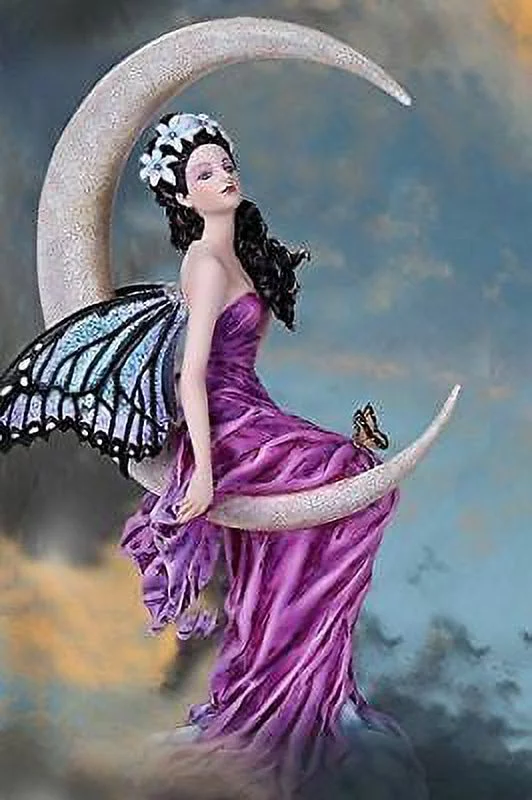 Ebros Large Amethyst Moon Celestial Butterfly Fairy Statue 11