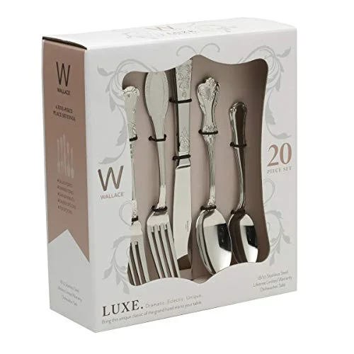 Wallace 5084512 Hotel 20-Piece 18/10 Stainless Steel Flatware Set, Service for 4