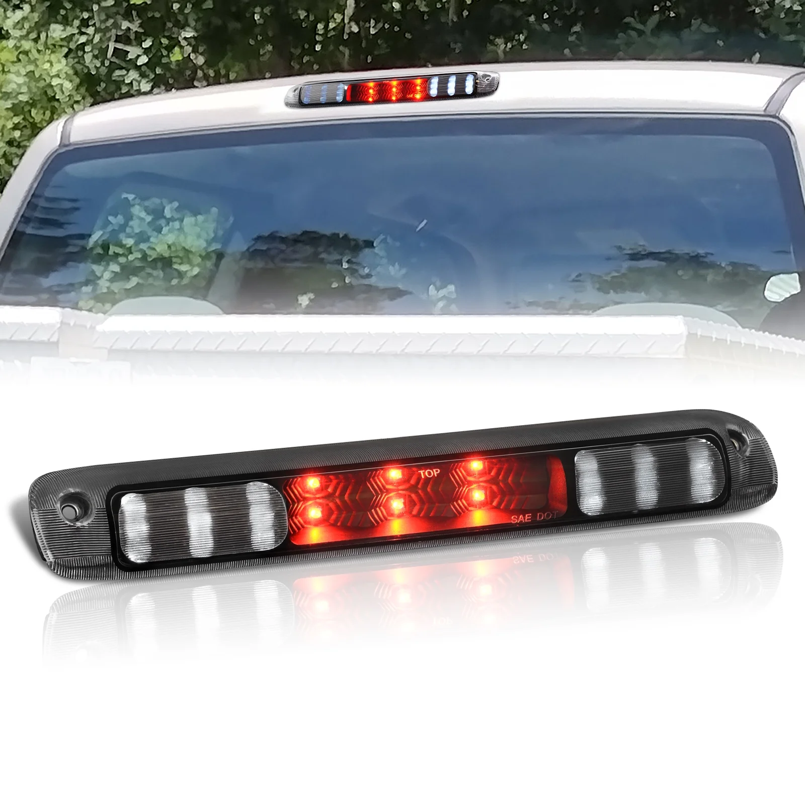 AJP Distributors Black Housing LED 3rd Brake Stop Light Tail Lamp Cargo Roof Bar Compatible/Replacement For Chevy Silverado GMC Sierra 1999 2000 2001 2002 2003 2004 2005 2006 99 00 01 02 03 04 05 06