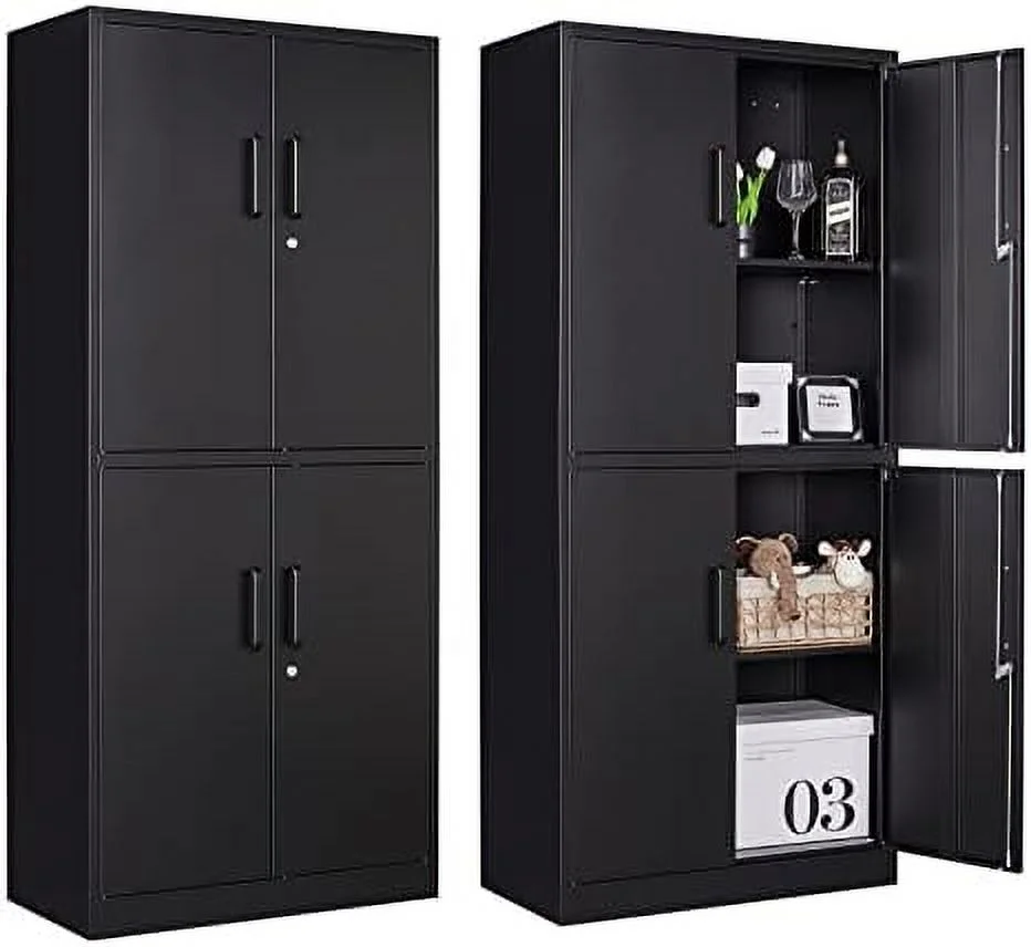 NLTBONNIE Metal  Cabinets with Locking Doors 71" Tall Garage  Cabinet with 2 Adjustable Shelves  Lockable Steel Office  Cabinet Tool Cabinet for Home Office Garage  Pantry