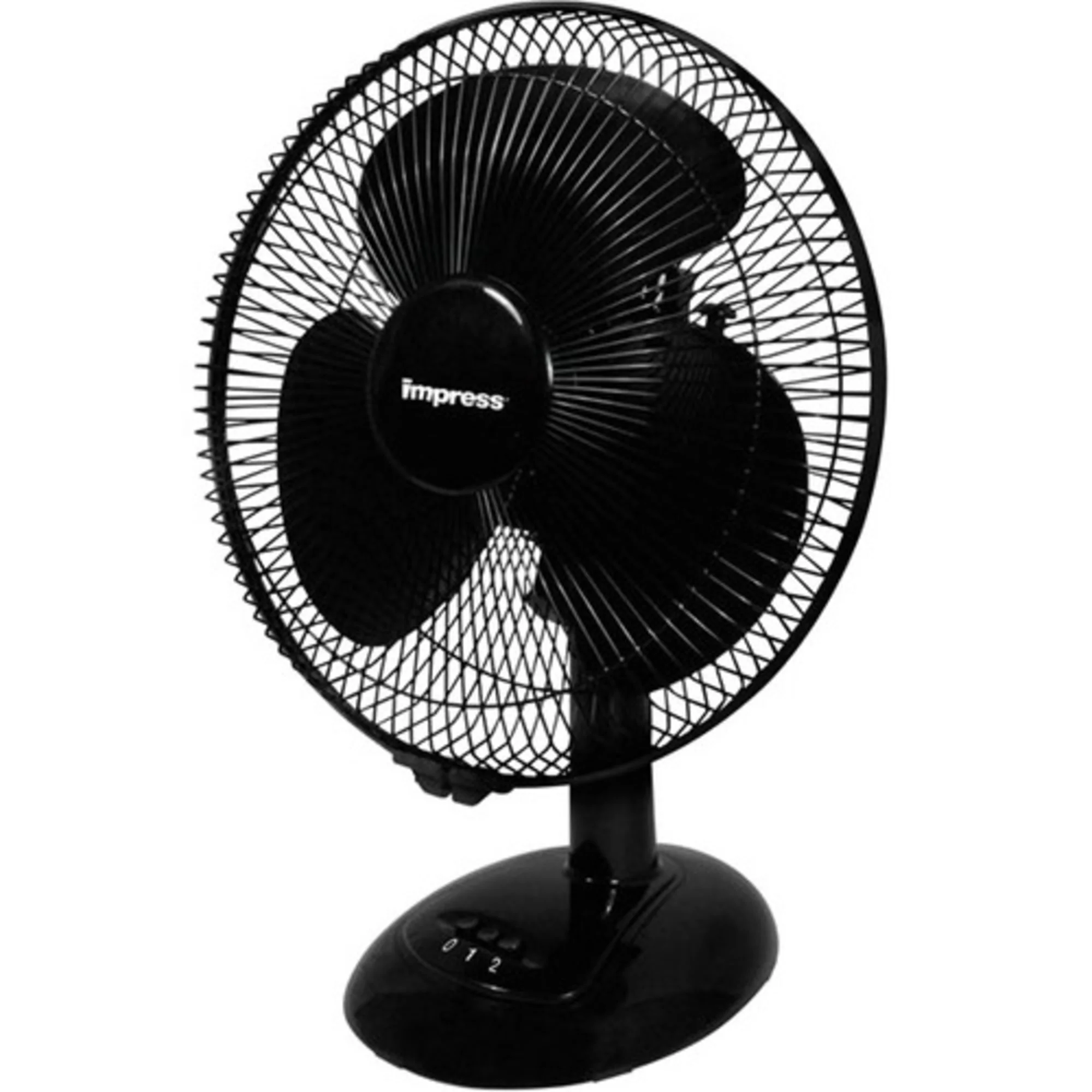 Impress 12 inch 3 Speed Oscillating Table Fan in Black